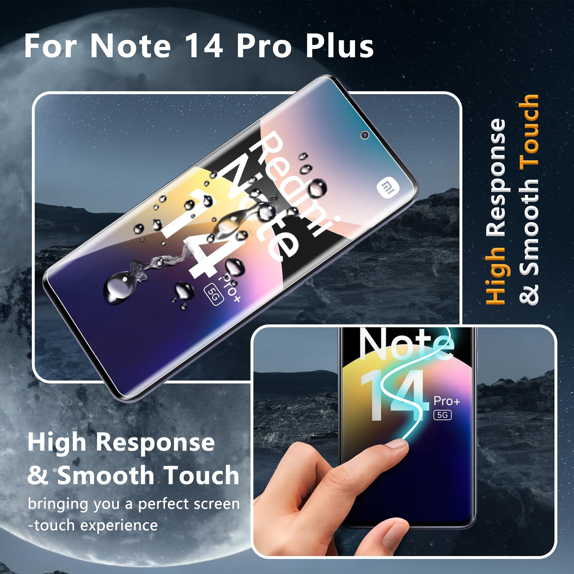 2 Pièce Verre Trempé pour Xiaomi Redmi Note 14 Pro Plus / 14 Pro+ 5G, 2 Pièce Caméra Protection, Déverrouillage d'empreintes digitales, 9H Dureté, Ultra HD, Protection pour Redmi Note 14 Pro Plus 5G