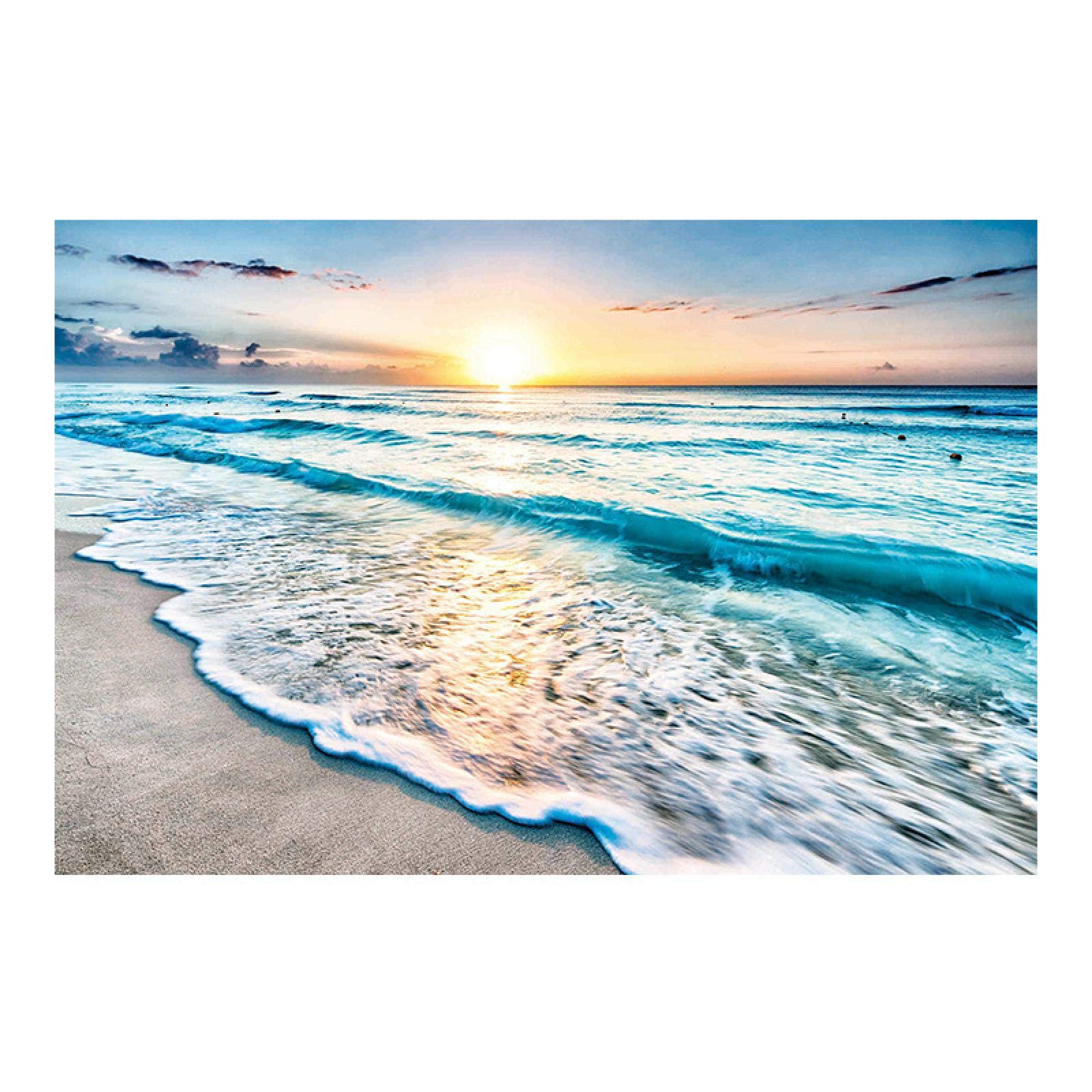 Guying Art Frameless Modern Seaside Sunrise Canvas Painting Sun Beach Sea Landscape Wall Art Posters Pictures For Living Room Home Decor 70X90cm