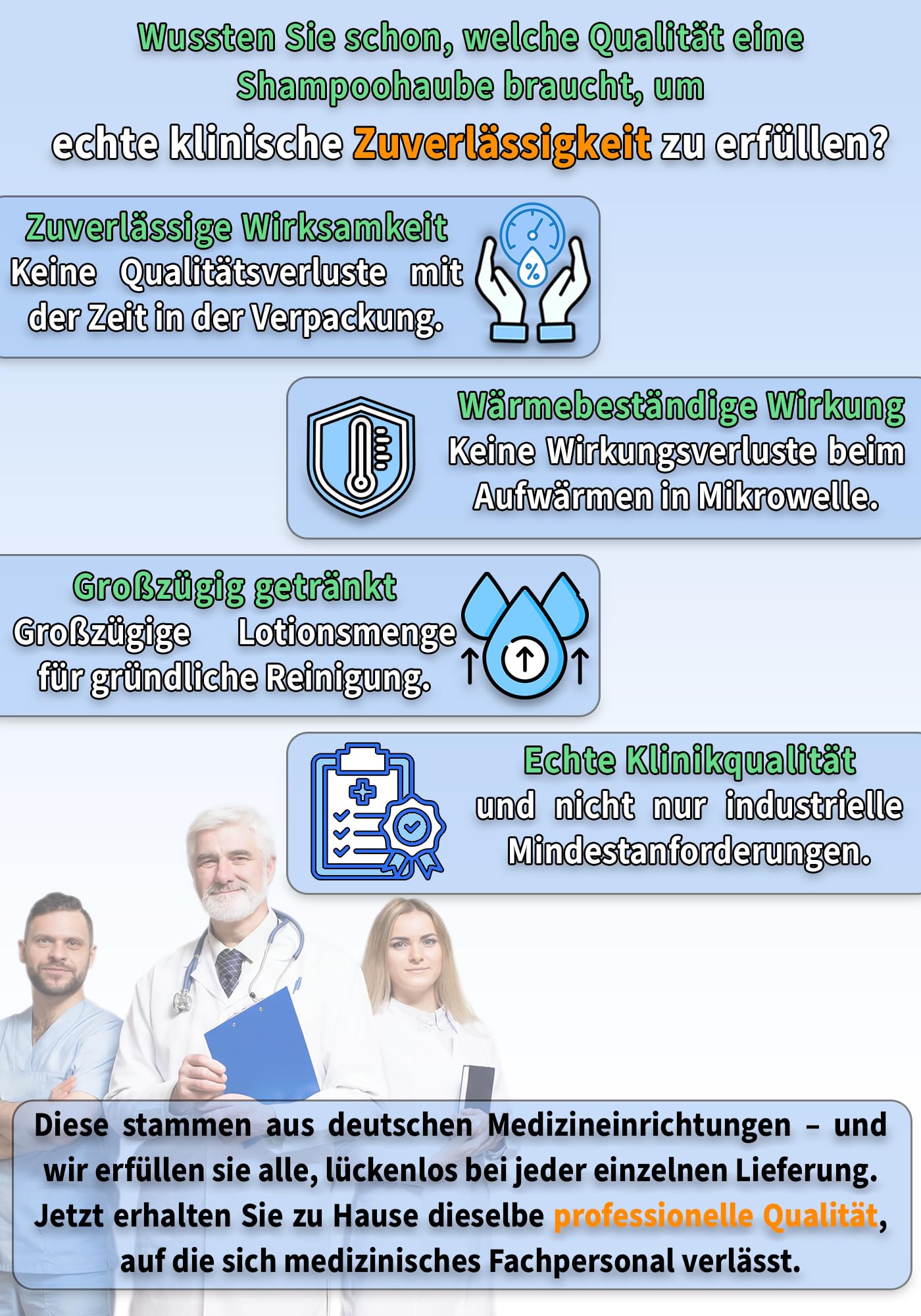 ZVG zetMedica® 8x Einweg Shampoo Hauben - Shampoohaube - Wasserlose Haarwäsche - Medizinische Qualität - Dermatest zertifiziert und Hautverträglich - Inklusive Trocknungslappen (8 Stk.)