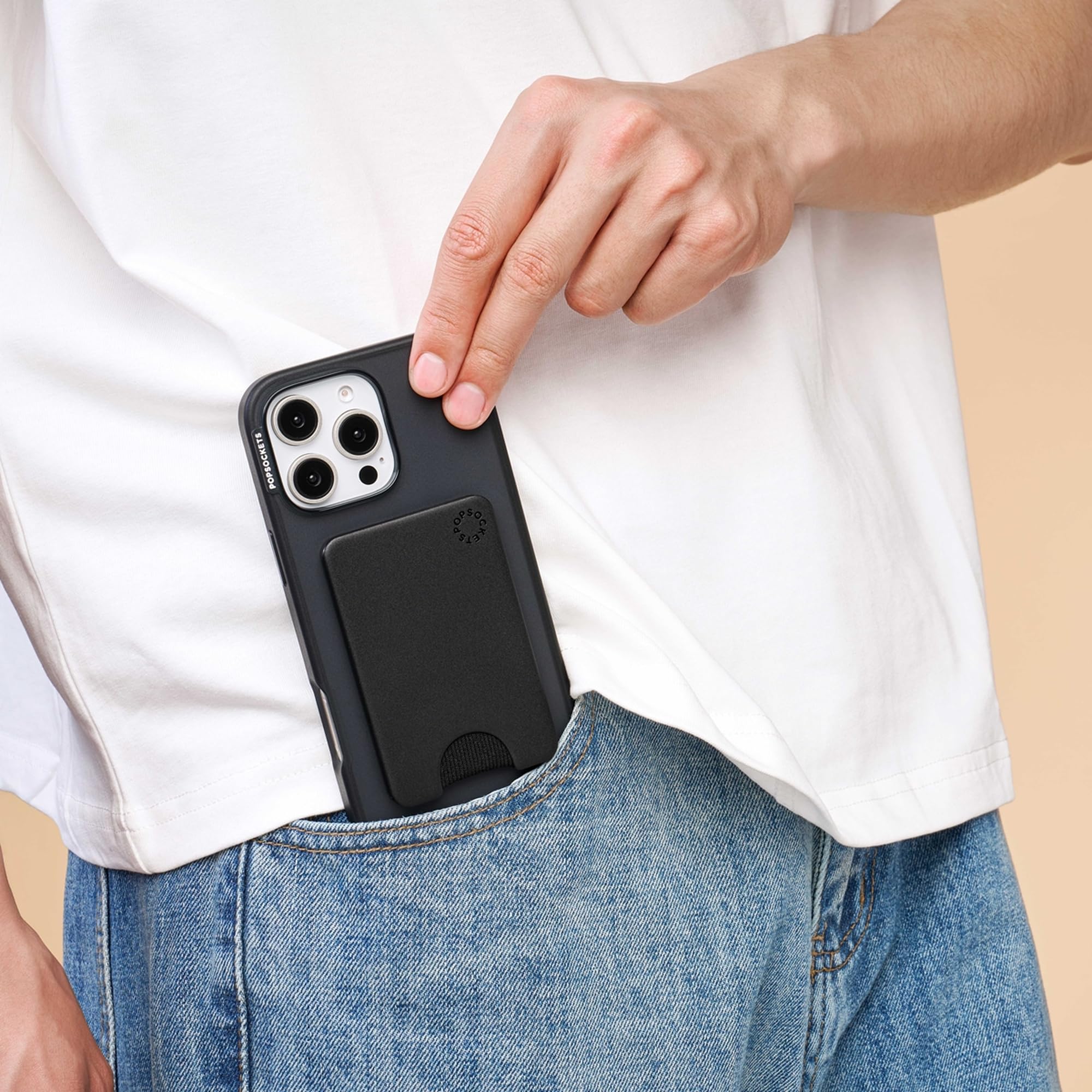 PopSockets Handy-Wallet für MagSafe, Kartenhalter ohne Grip, Black - Black