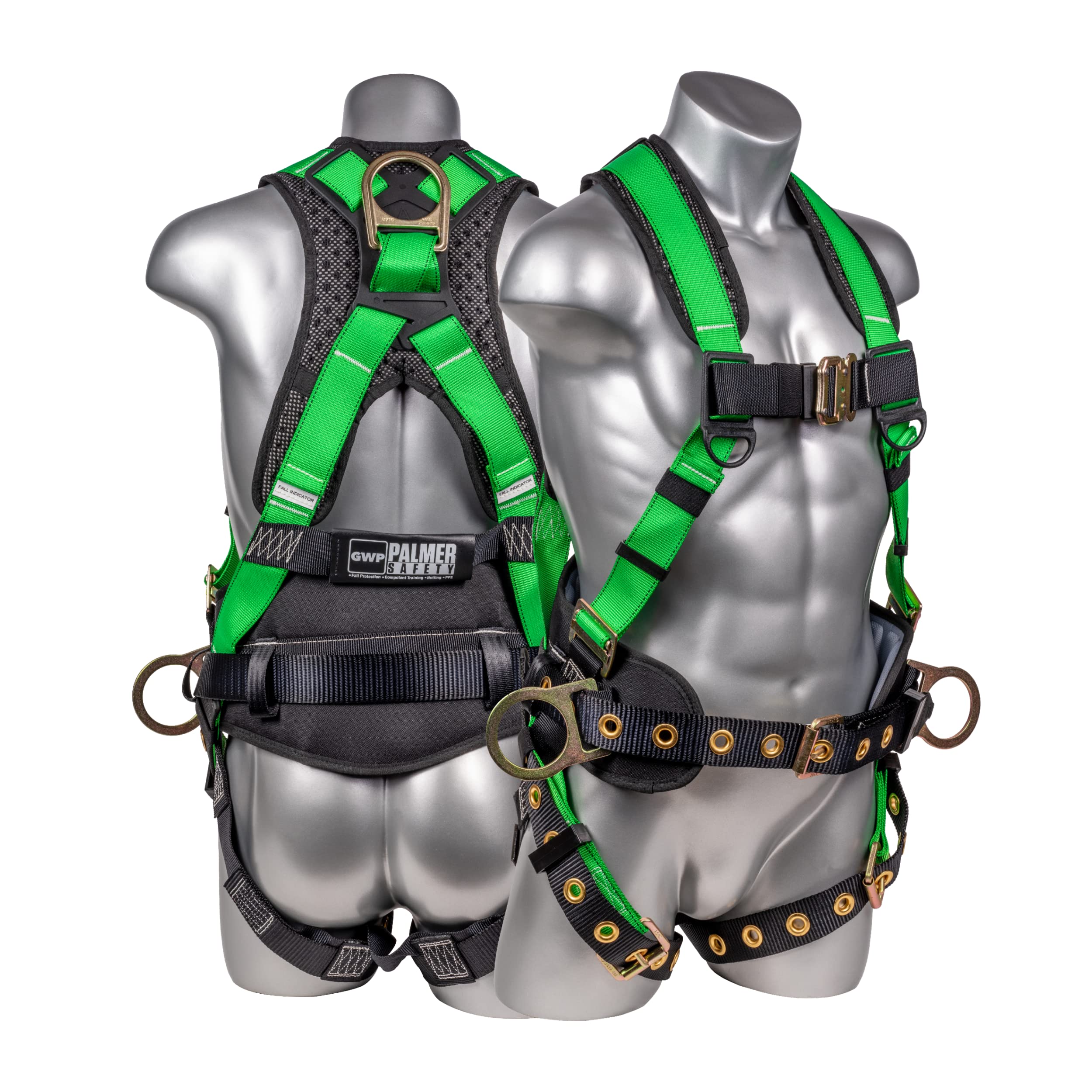 Palmer SafetyHammerhead 5pt Safety Harness Back Padded, QCB Chest, Tongue Buckel Legs Straps, Back & Side D-Rings
