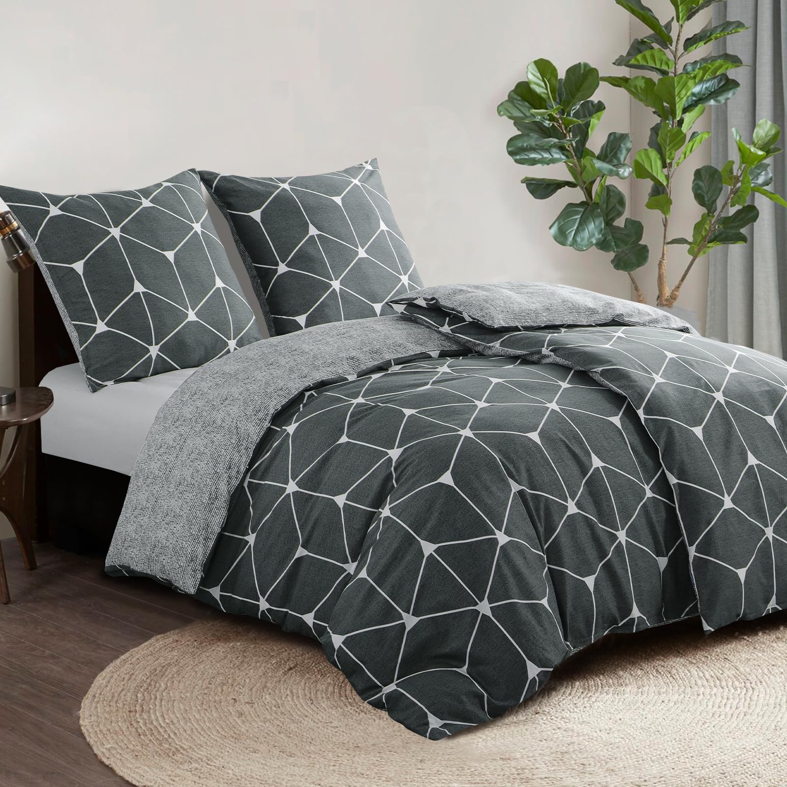 RUIKASI Ropa de cama de 135 x 200 4 piezas de algodón, 100% transpirable, agradable ropa de cama de algodón – 2 fundas nórdicas de 135 x 200 cm + 2 fundas de almohada de 80 x 80 cm