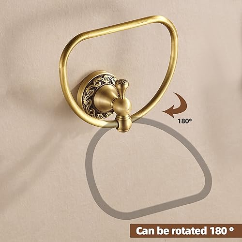 Miniatura 4 de WOLIBEER Toallero de latón, soporte antiguo para toallas de mano, colgador de toallas de mano para baño, accesorios de cocina retro montados en la