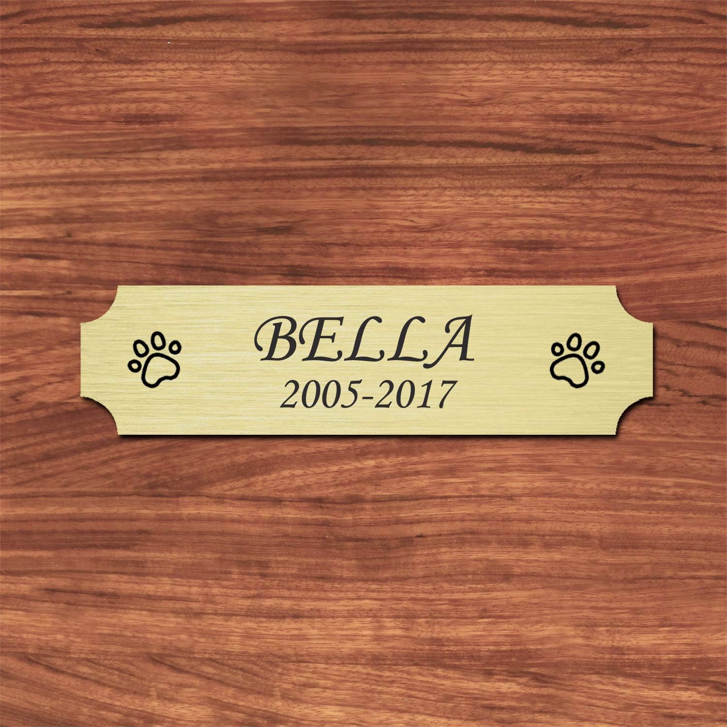 Size: 3" W x 3/4" H, Personalized, Custom Engraved, Brushed Gold Solid Brass Plate Picture Frame Name Label Art Tag for Frames, with Adhesive Backing or Screws - Indoor use only