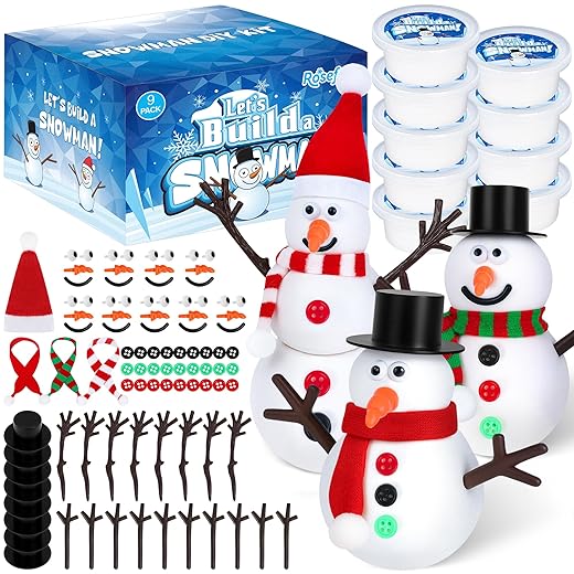 30 Pack Snowman DIY Kit, Christmas Crafts Supplies, Christmas Stocking Stuffers for Kids, Build a Snowman Kit with Air Dry Clay Xmas Stocking Stuffers Presents for Party Favors Winter Activities