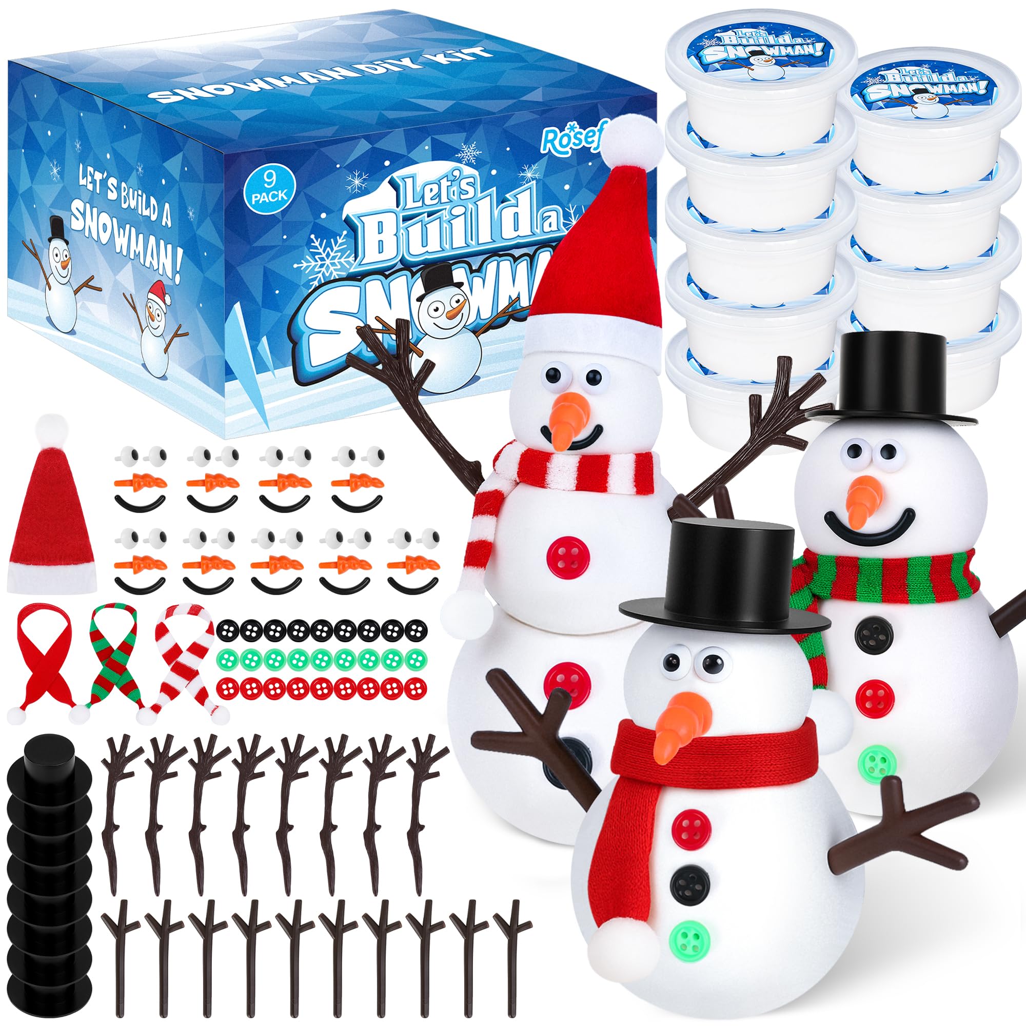 RoseFog Christmas DIY Snowman Crafts--9 Pack