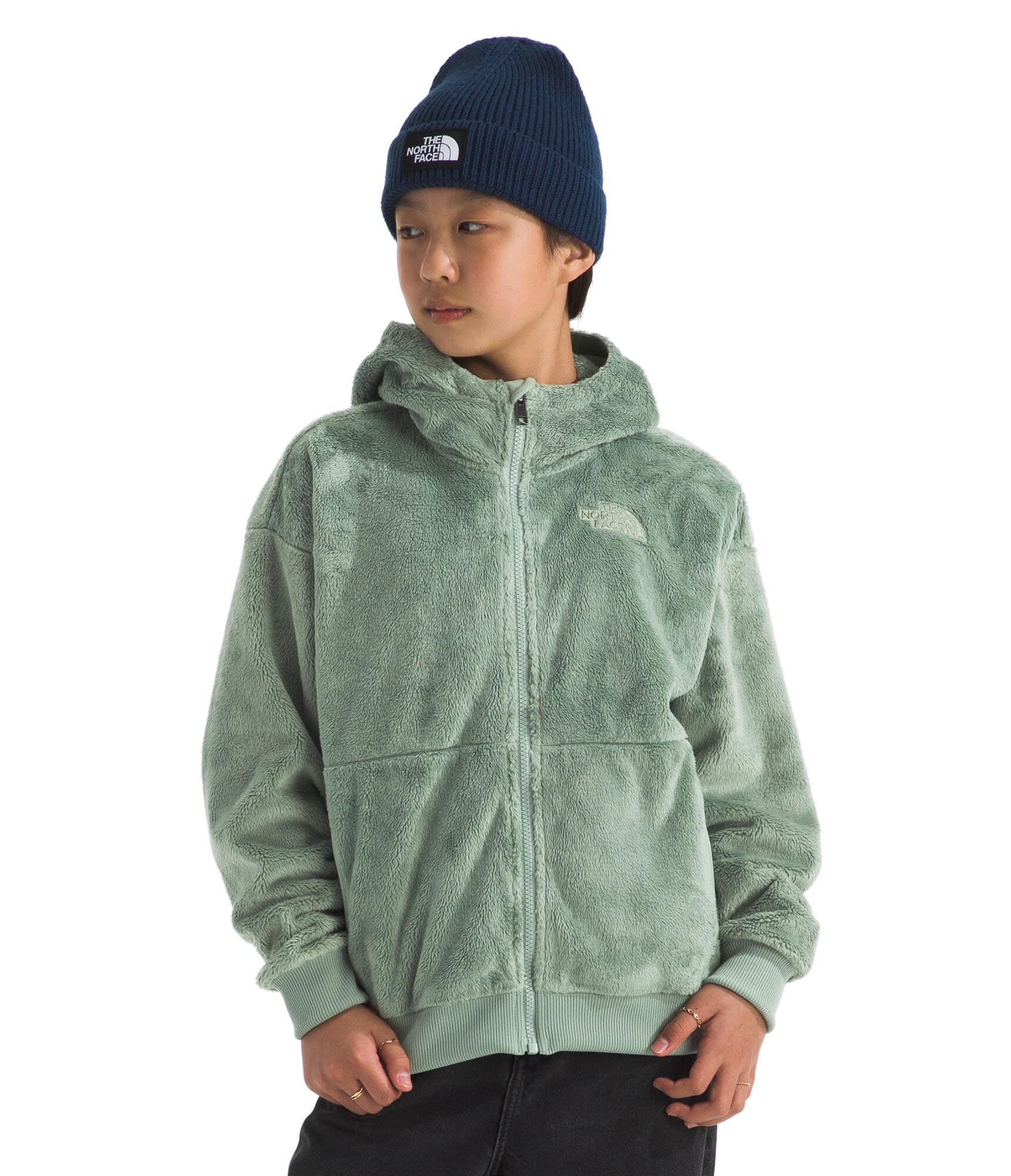 THE NORTH FACE Girls' Osito Full Zip Hoodie | Fleece Hooded Jacket With Hand Pockets &amp; Durable Ribbed Collar