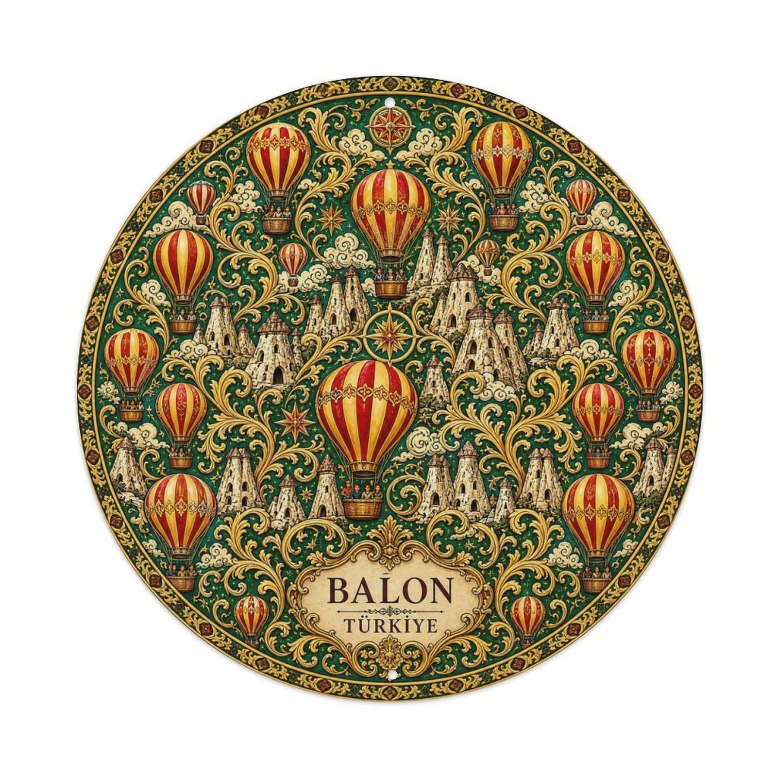 Emerald Green Turkish Balloon Arabesque Pattern Metal Tin Sign
