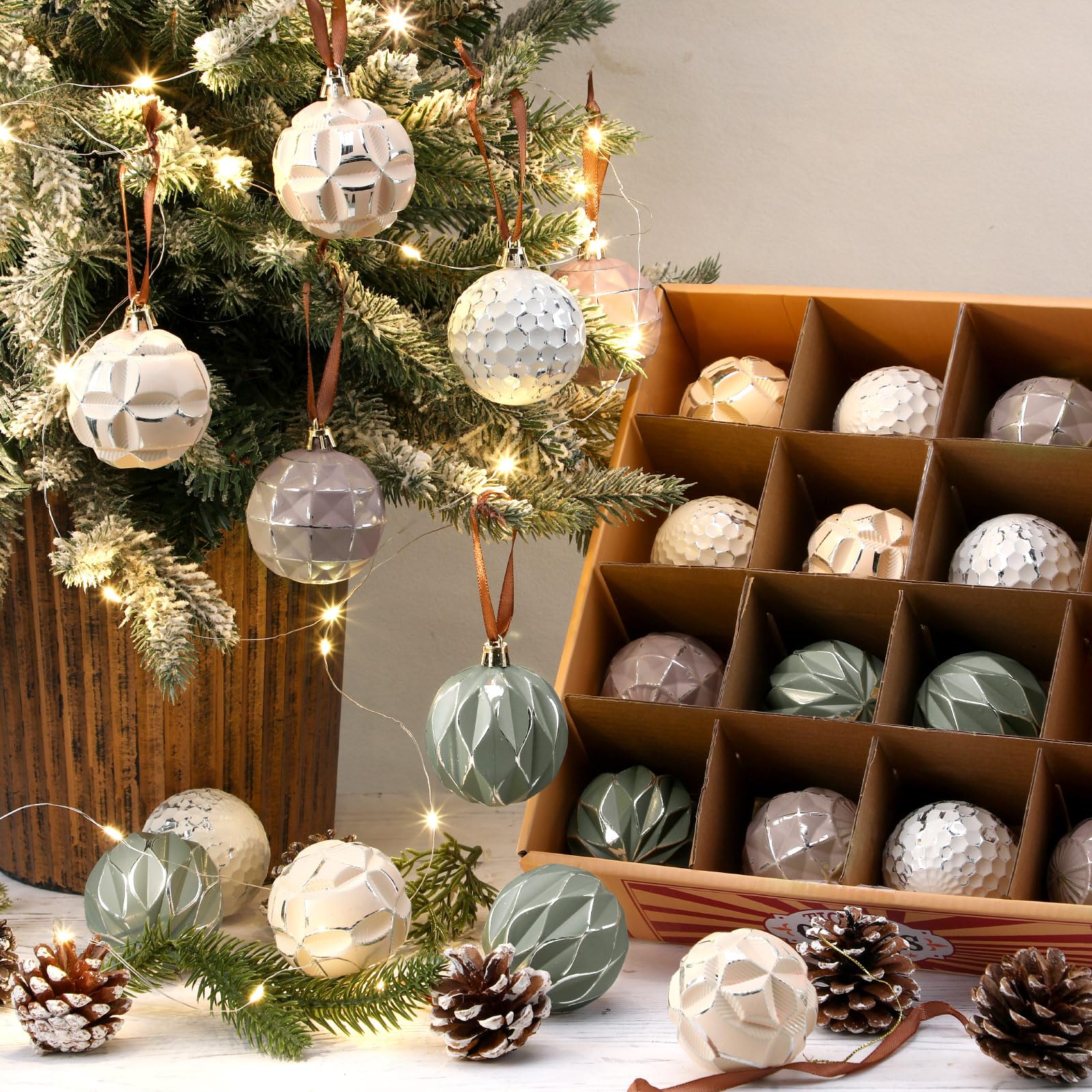 Syhood Weihnachtsstrümpfe Im Zopfmuster – 6er Set In Khaki & Creme, 45,7 & 38,1 Cm | Rustikale Bauernhaus-Deko
