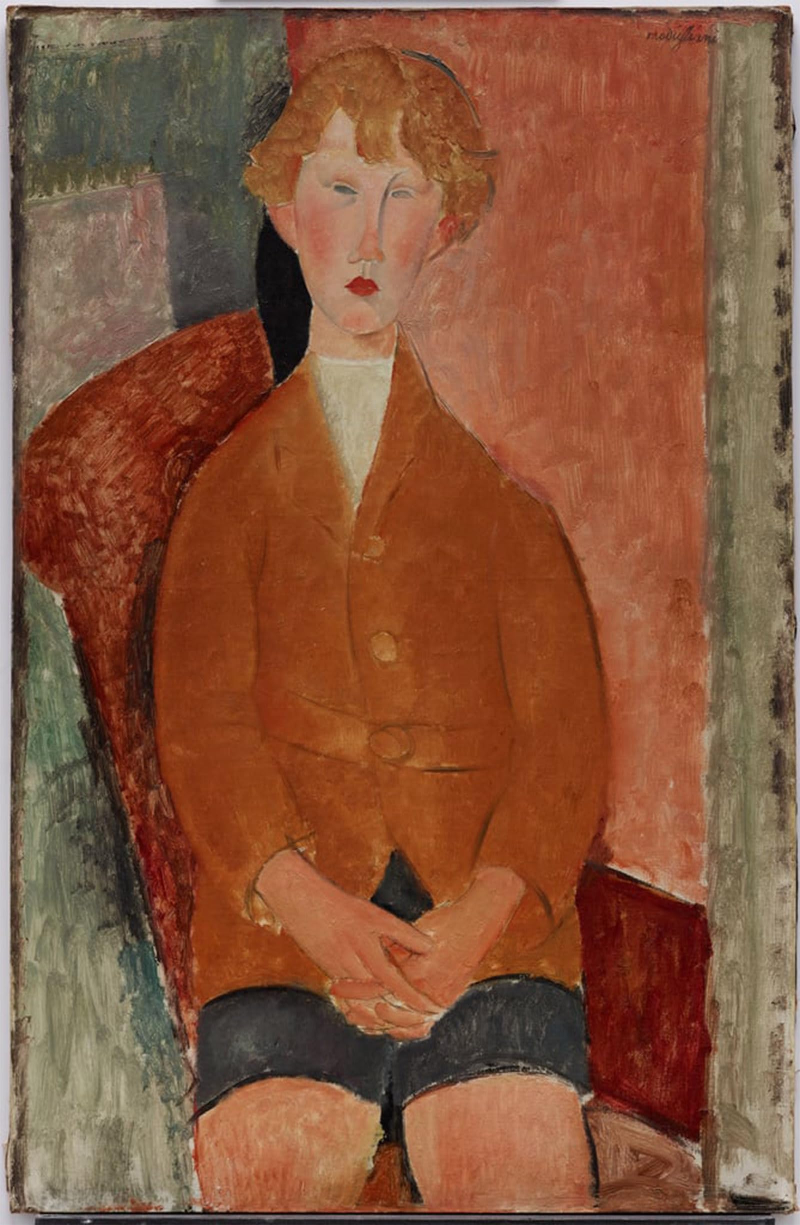 POSTERIIk Vintage Classic Picture Landscape Artwork Boy in Short Pants by Amedeo Modigliani Portrait Canvas Painting for Office Home Decor 60x90cm