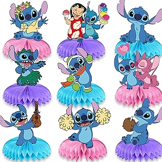 9PCS Cartoon Honeycomb Centerpieces For Decorations 3D Cartoon Centerpieces For Tables Decorations Cartoon 3D Centerpieces For Birthday Party Decorations