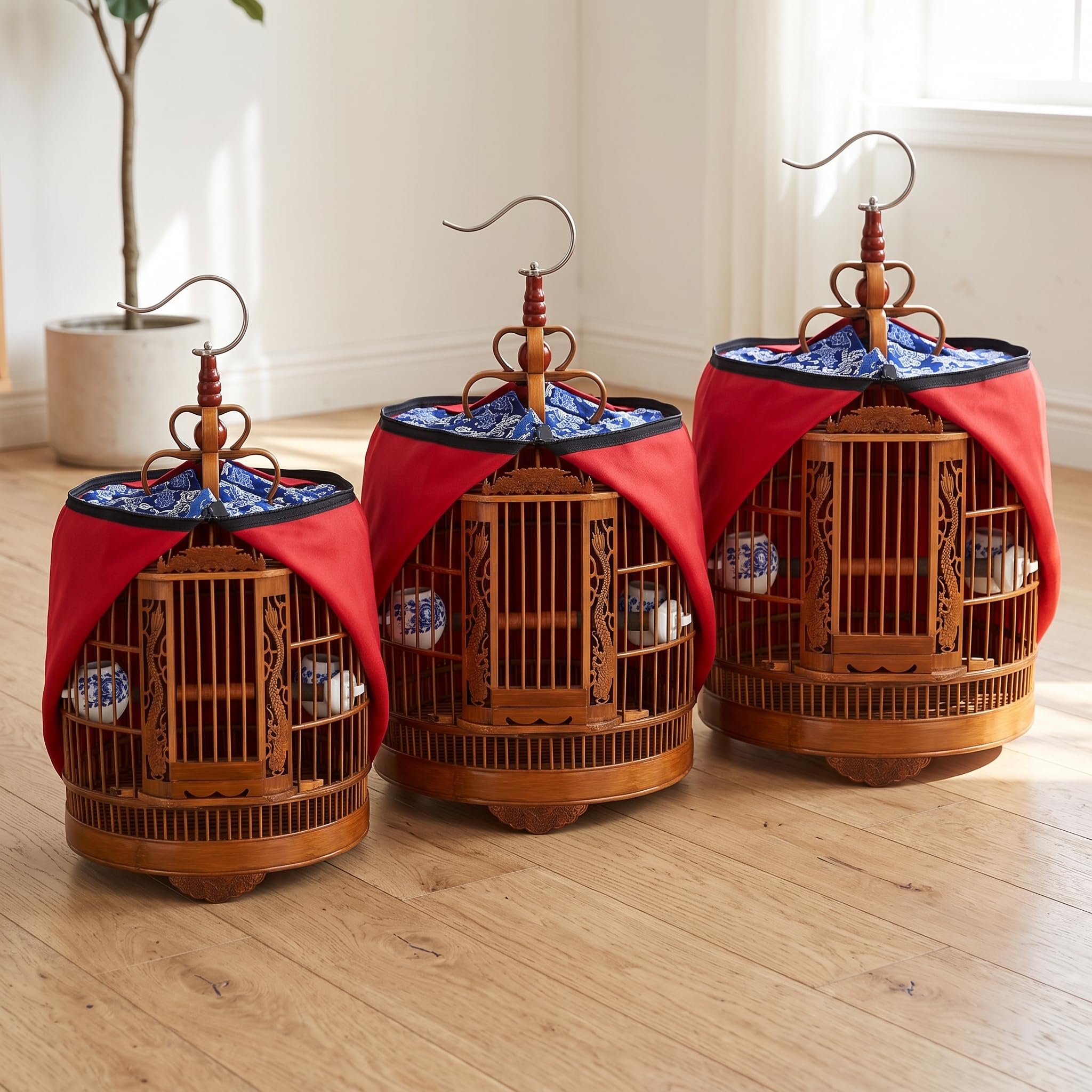 Geschnitzt Vogelkäfig aus Bambus für, n und Papageien, Vogelbedarf, 30cm