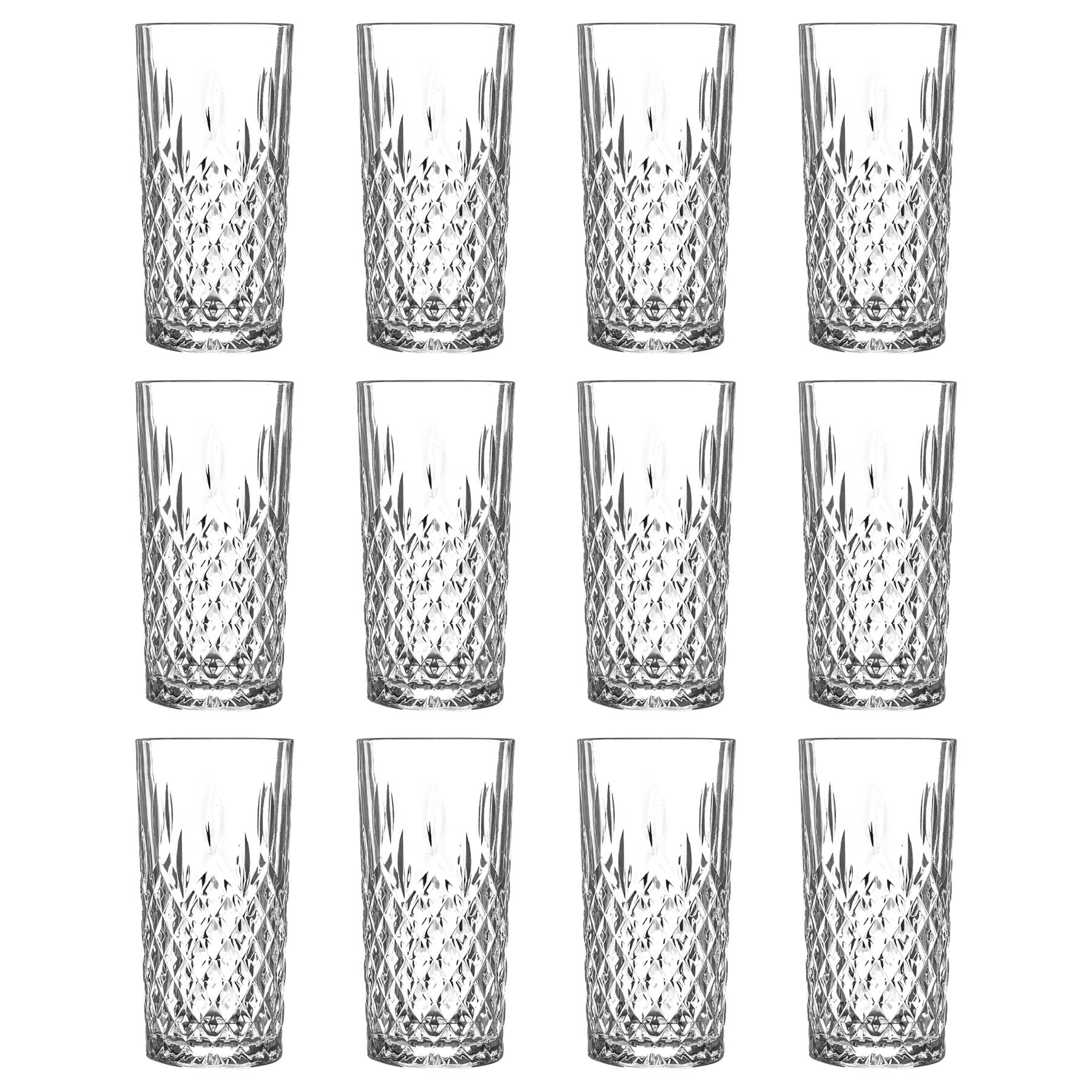 LAV 12x Clear 355ml Odin Highball Glasses - Tall Hi Ball Glass Water Gin Juice Cocktail Drinking Glassware Tumblers Set