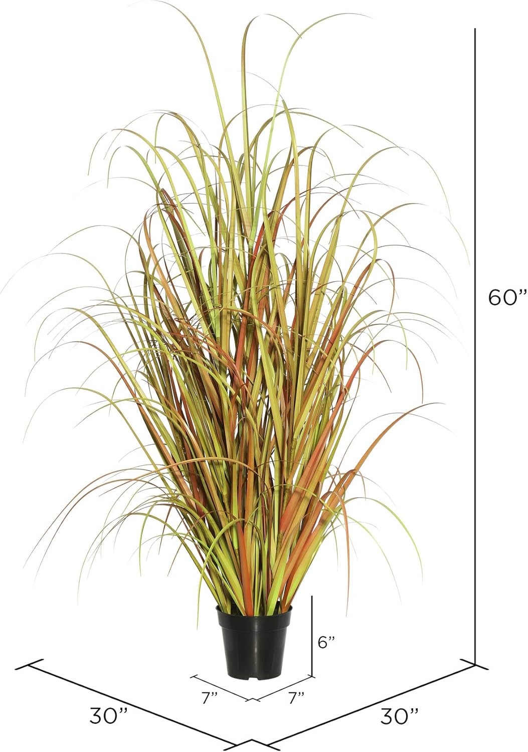 Vickerman Everyday 60 Artificial Mixed Brown Grass with Black Plastic Pot - Faux Grass Plant Decor - Home Or Office Indoor Greenery Accent