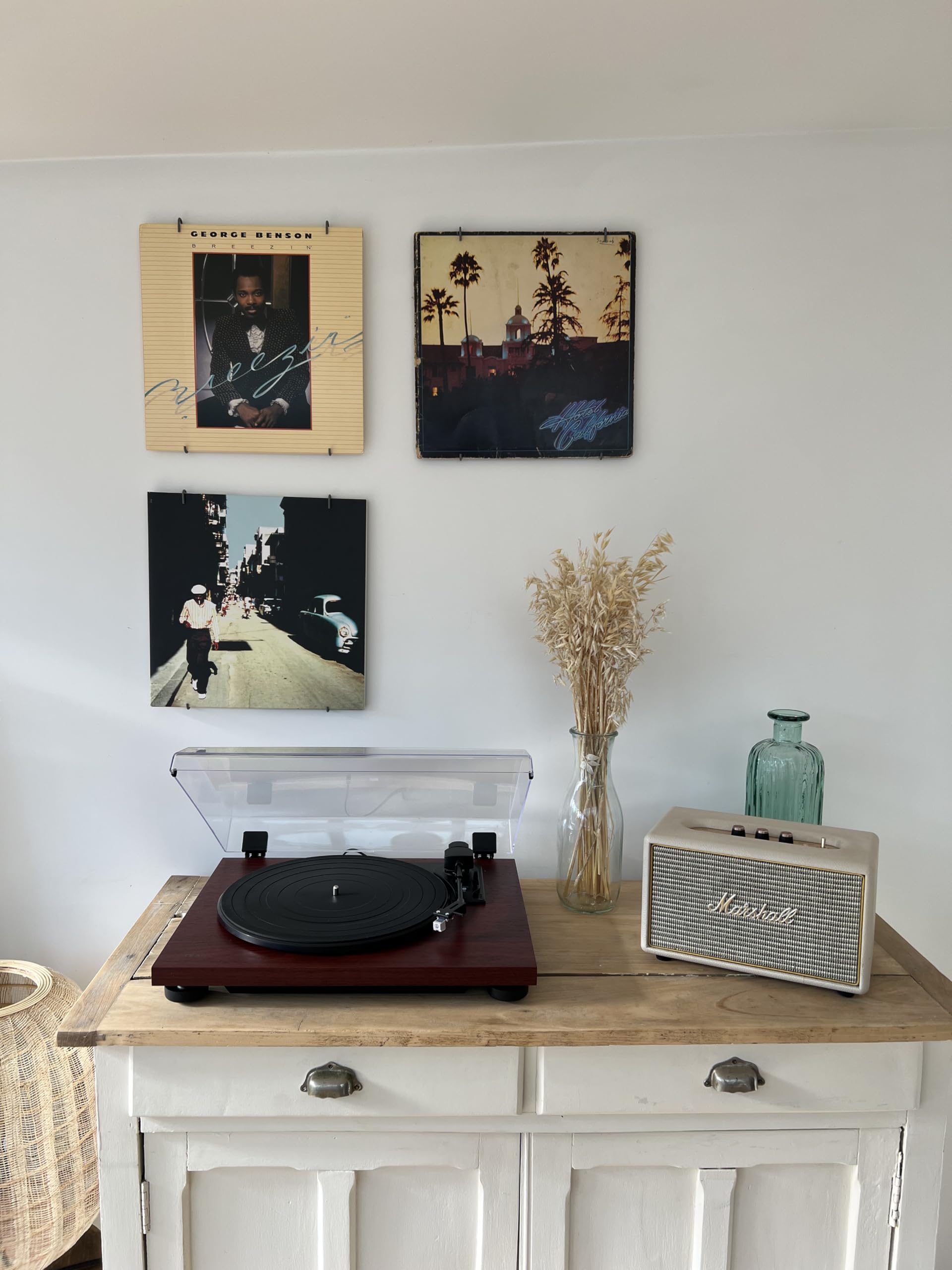 Générique Vinylis – 4 Supports Muraux Vinyle 33 Tours | Accroche et Présentoir pour Pochettes | Cadres Déco Pochette Disque | Rangement et Porte Vinyle Design | Métal Noir