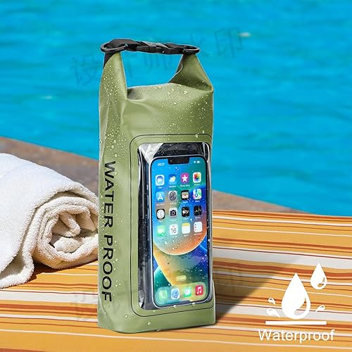 Miniatura 8 de Bolsa seca impermeable de 2 litros, funda enrollable para teléfono de playa, bolsa seca ligera para natación, kayak, campamento, pesca, viajes,