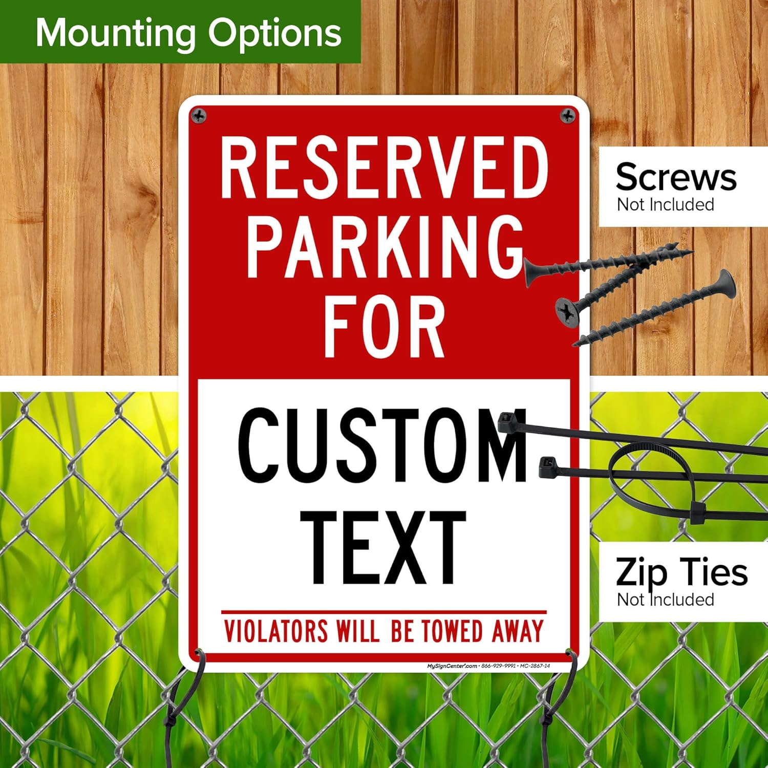 Custom Reserved Parking For Business Sign, 10x14 Inches, Rust Free .040 Aluminum, Post Holes Fade Resistant, Made in USA by My Sign Center