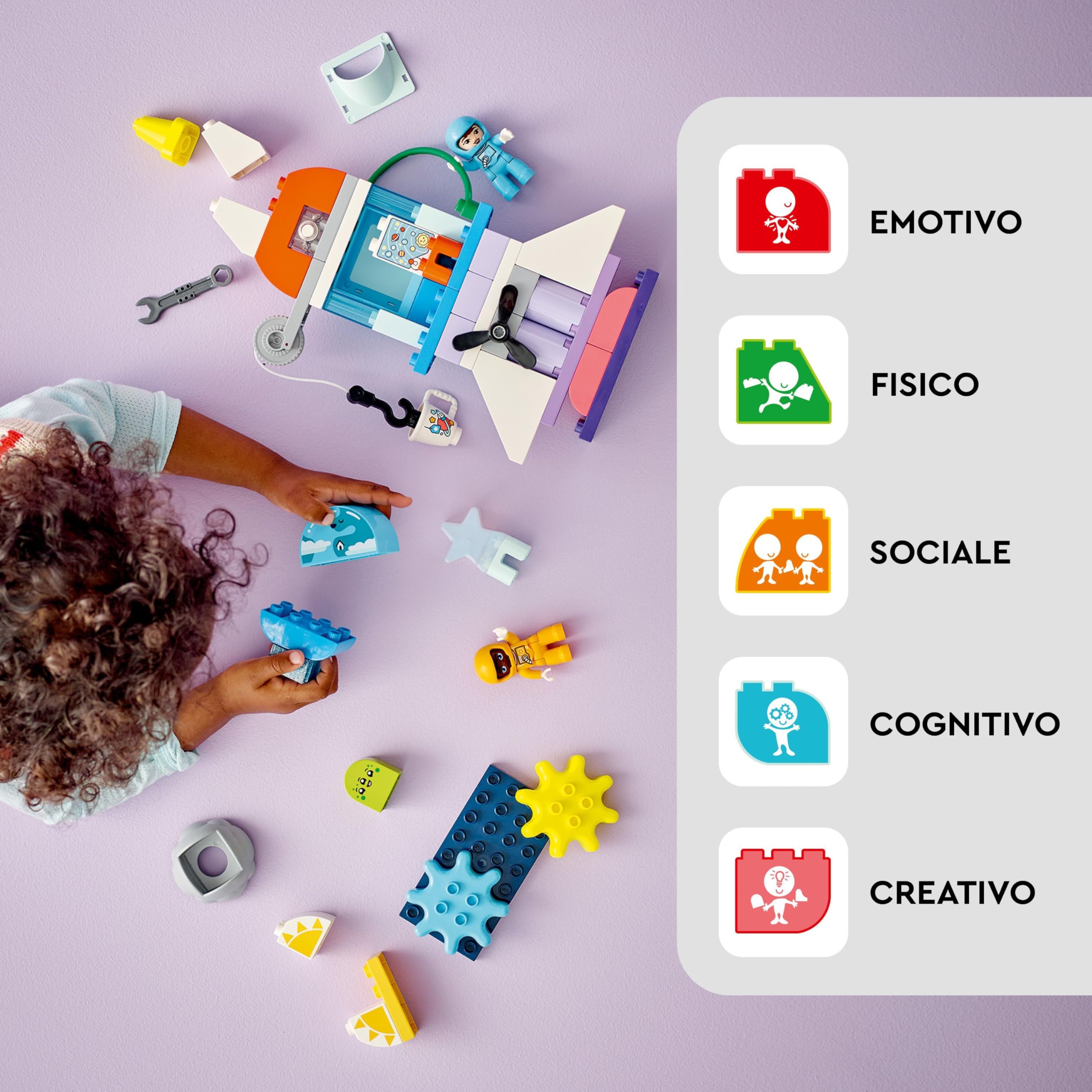 LEGO DUPLO Avventura dello Space Shuttle 3 in 1, Astronave Giocattolo da Costruire, Gioco Educativo per Bambini e Bambine da 3 Anni in su, Razzo Spaziale Didattico per i Fan della Scienza 10422