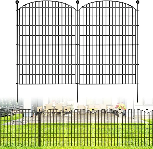 10 Panels No Dig Decorative Garden Fence - 40 in (H) x 23.6 ft (L), Dog Fence Outdoor for Yard，Rustproof Metal Animal Barrier Ground Stakes Fencing for Garden, Patio, Flower Bed