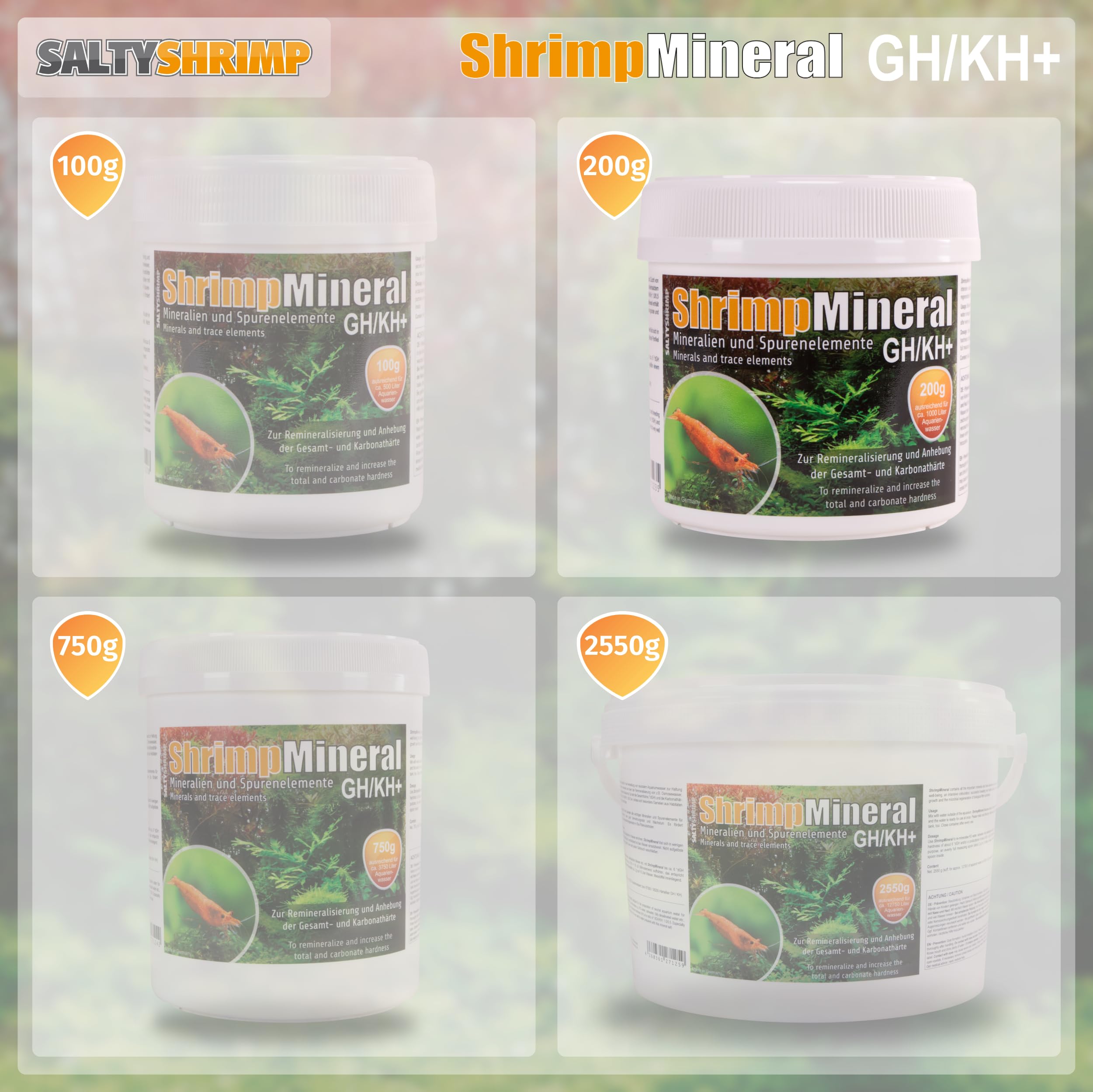 Shrimp Mineral GH/KH+ | 200g - Sel minéral. Spécialement conçu pour la Maintenance et l'élevage des crevettes. pour Une Eau d'aquarium Neutre et Une reminéralisation