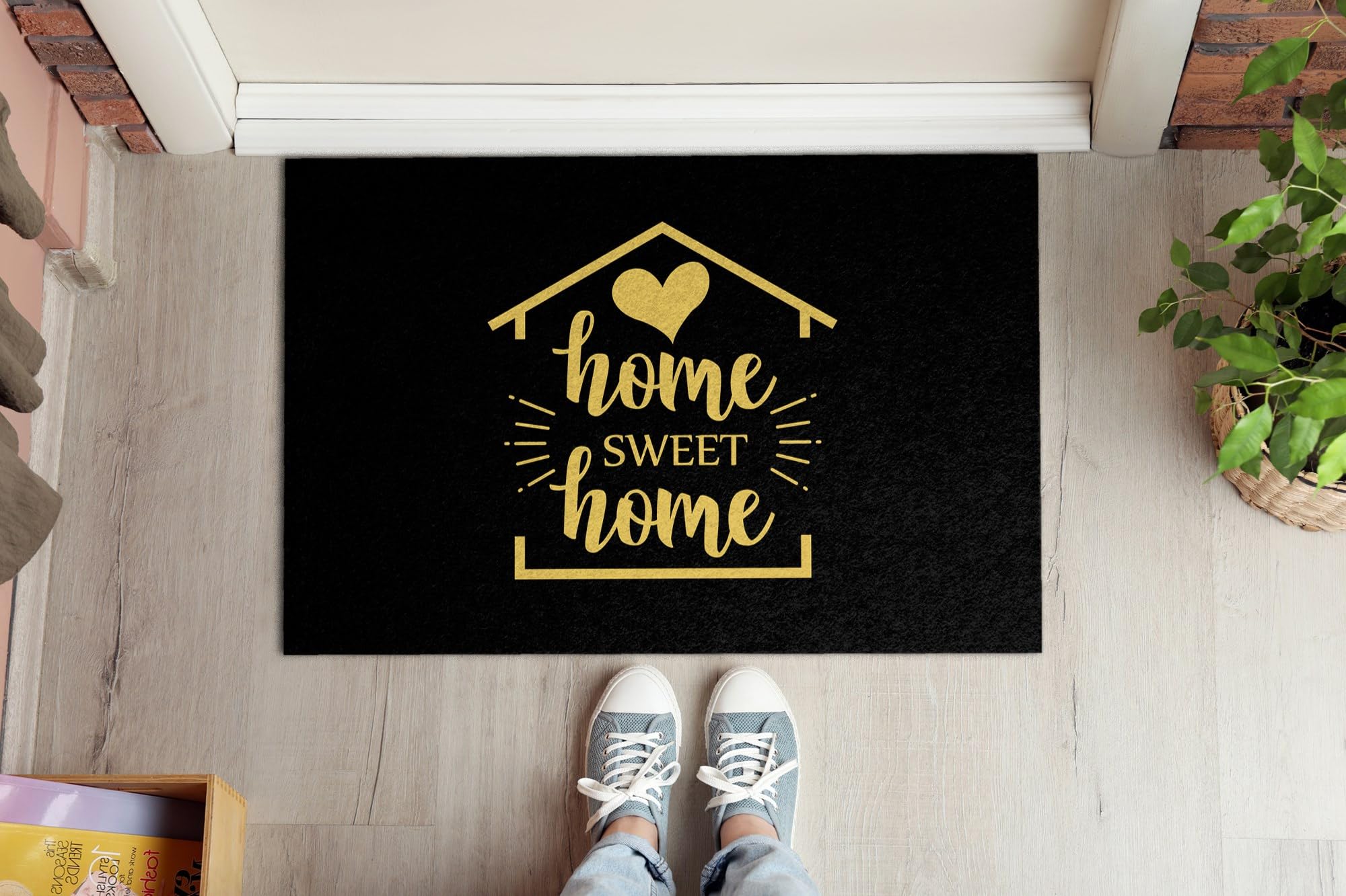Tulup Wycieraczka na deszcz Wycieraczka personalizowana Wycieraczka do czyszczenia butów 90x60cm - Napis Sweet Home
