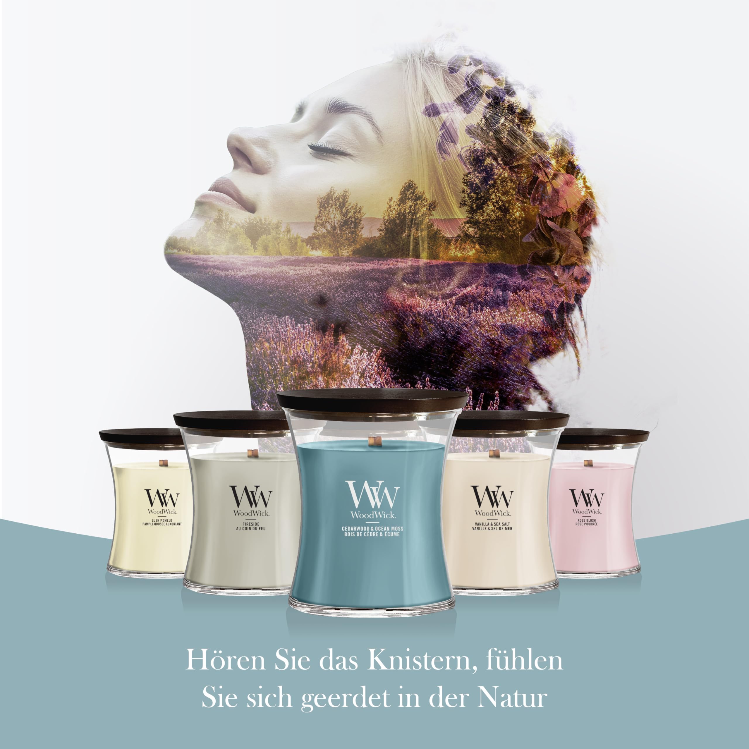 WoodWick Duftkerze | Große Hourglass-Kerze | Cedarwood & Ocean Moss | Perfekte Geschenke für Frauen