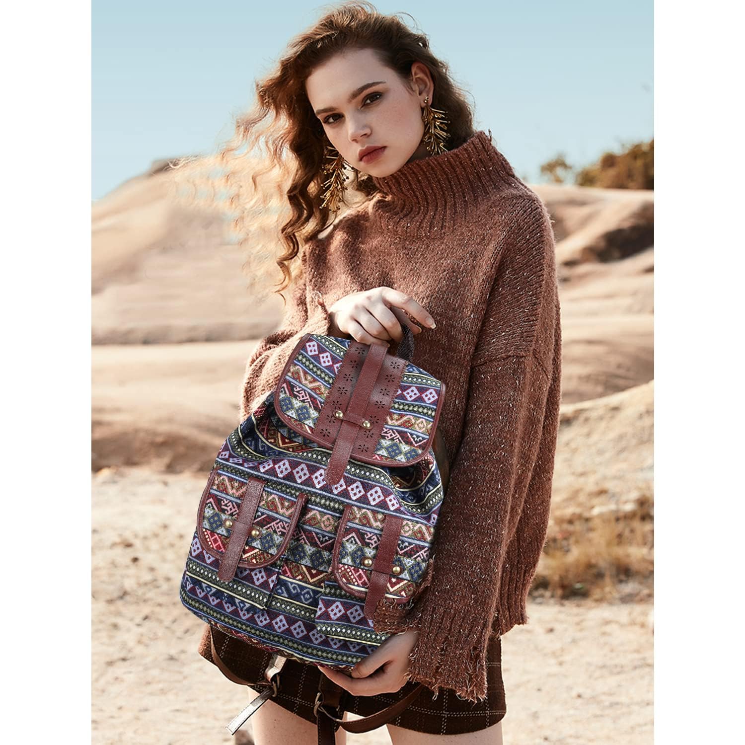 Mochila Vintage Mochila de Viaje Mujer Mochila Portatil Mochila de Hombro Casual Unisex Vintage de College Multifunción Gran Capacidad Piel Mochilas Estudiante Casual Viaje Moda Regalo para Mujer