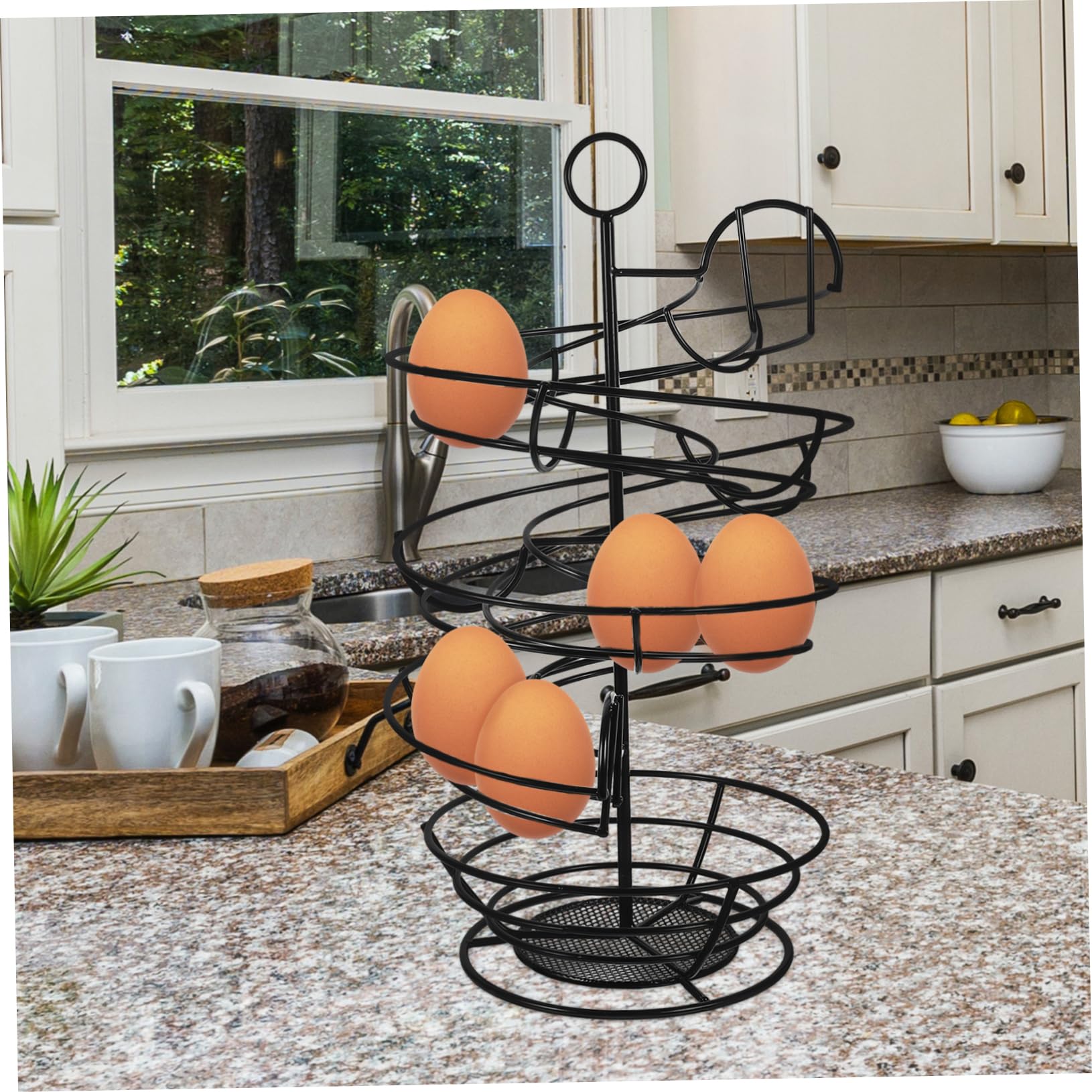 COLLBATH Soporte Metálico para Huevos Diseño Espiral Organizador De Almacenamiento para Cocina Huevera Decorativa y Funcional Ahorra Espacio La Nevera