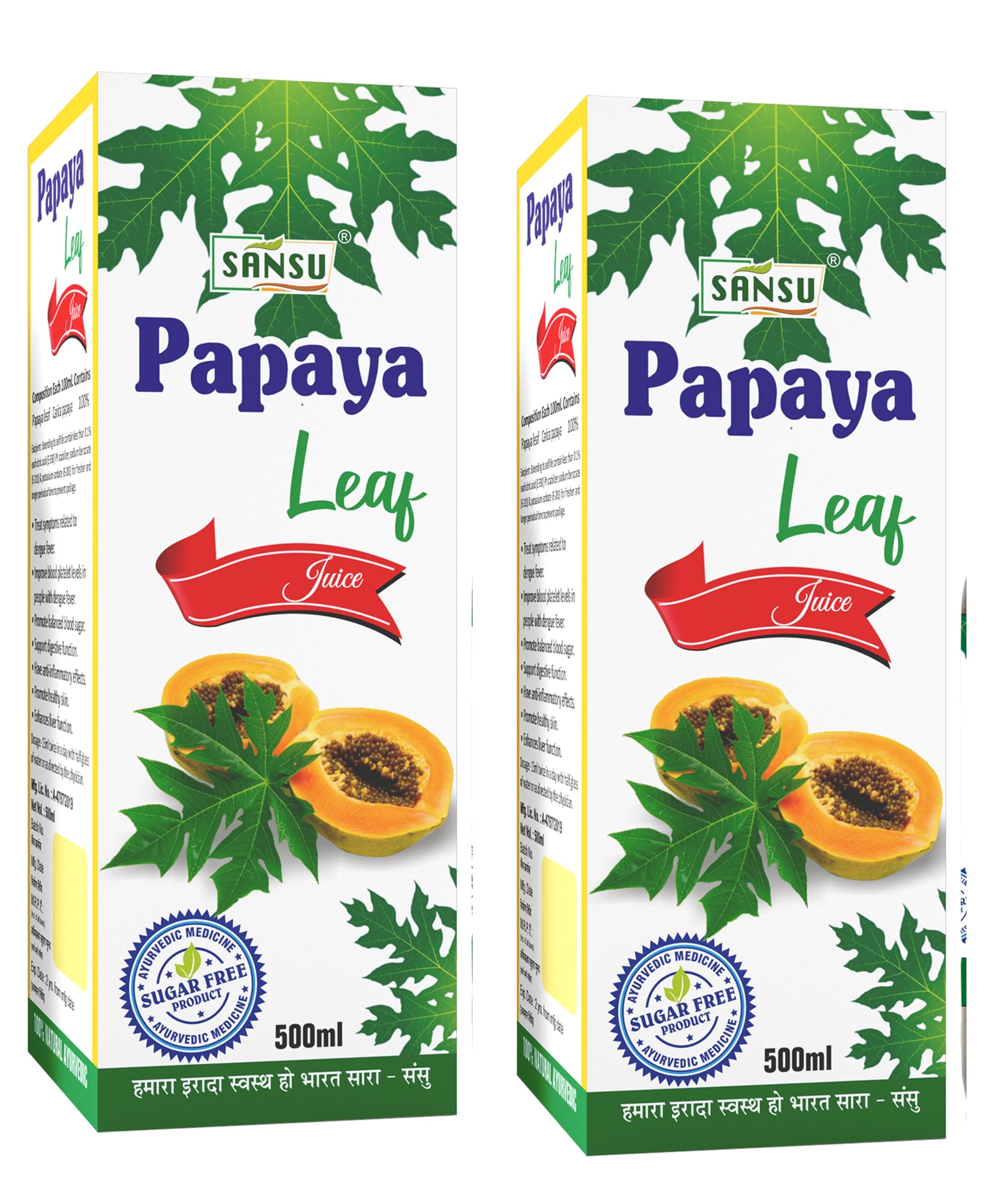 SANSU Papaya Leaf Juice For Fresh Papaya Leaves Helps to boost platelets count, 500ml (pack of 2) (B0CWS82SL8) Amazon Price History, Amazon Price Tracker