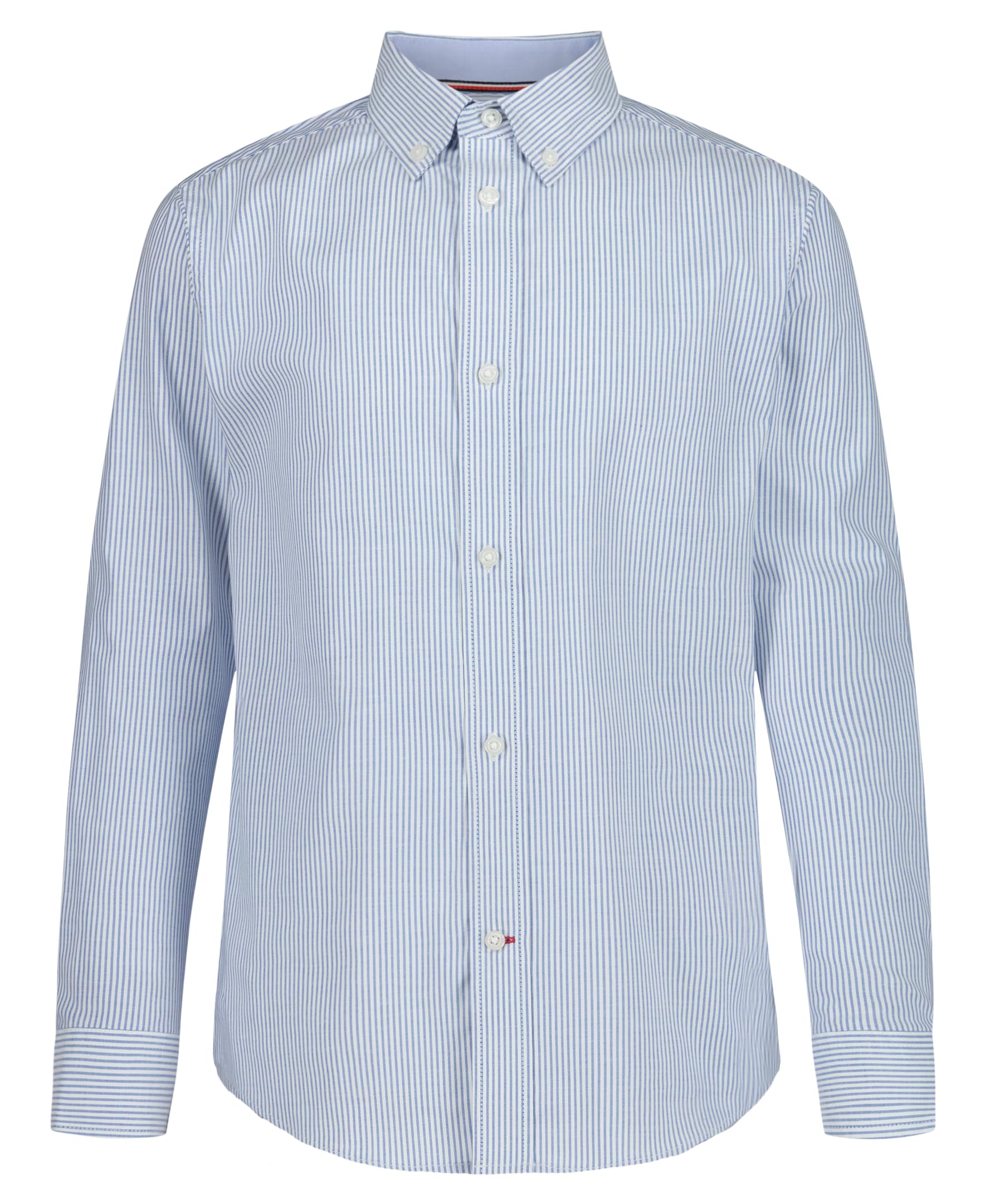 Tommy Hilfiger Boys' Long Sleeve Patterned Dress Shirt, Collared Button-Down Style with Cuffs & Shirttail Hem