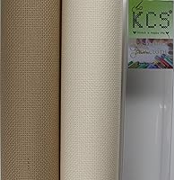 Vista 131 de KCS 2 piezas de tela de costura de algodón Aida de punto de cruz de 15 x 18 pulgadas (blanco antiguo, 14 unidades)