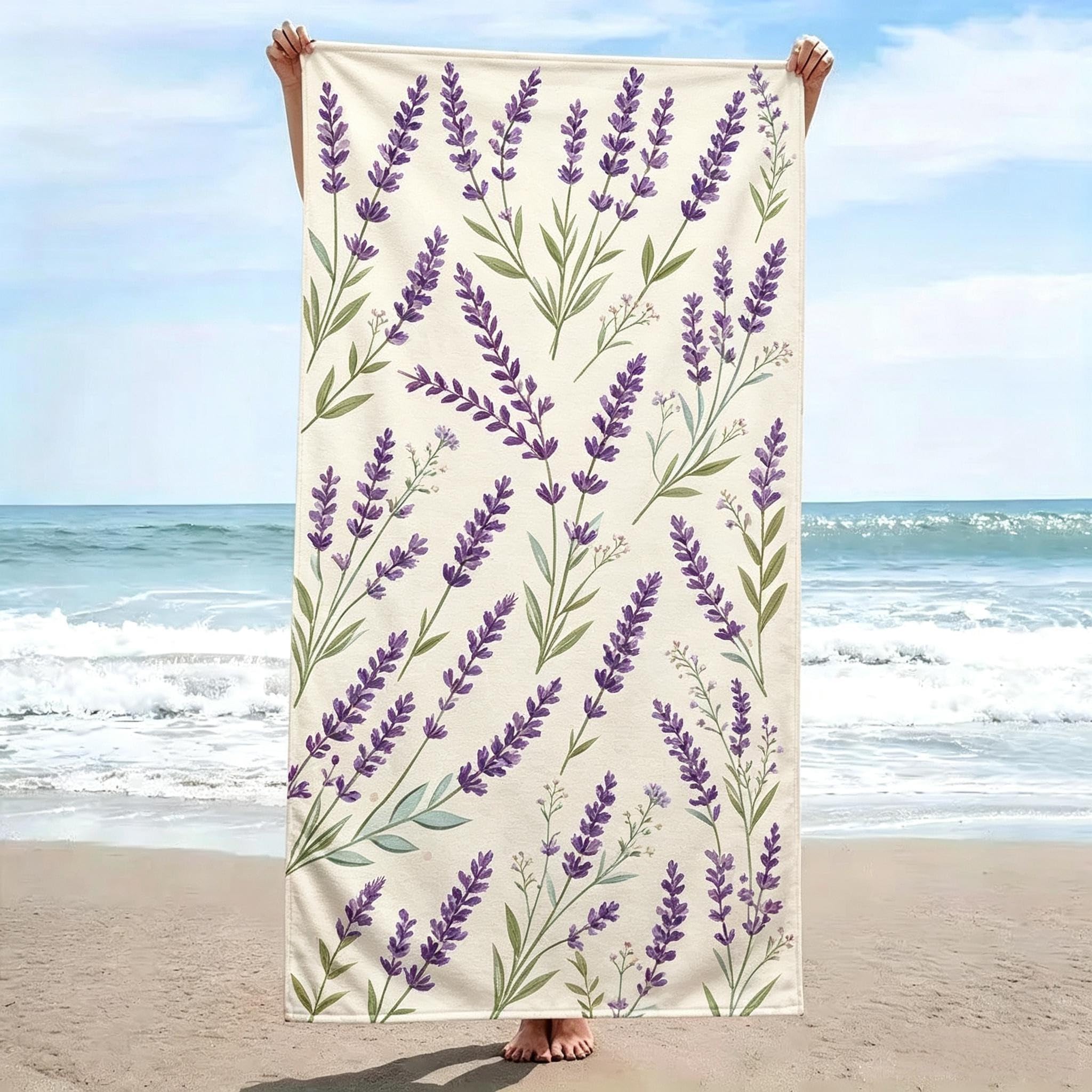 Serviette de Plage Tiges De Lavande Microfibre Rapide 200x200 cm