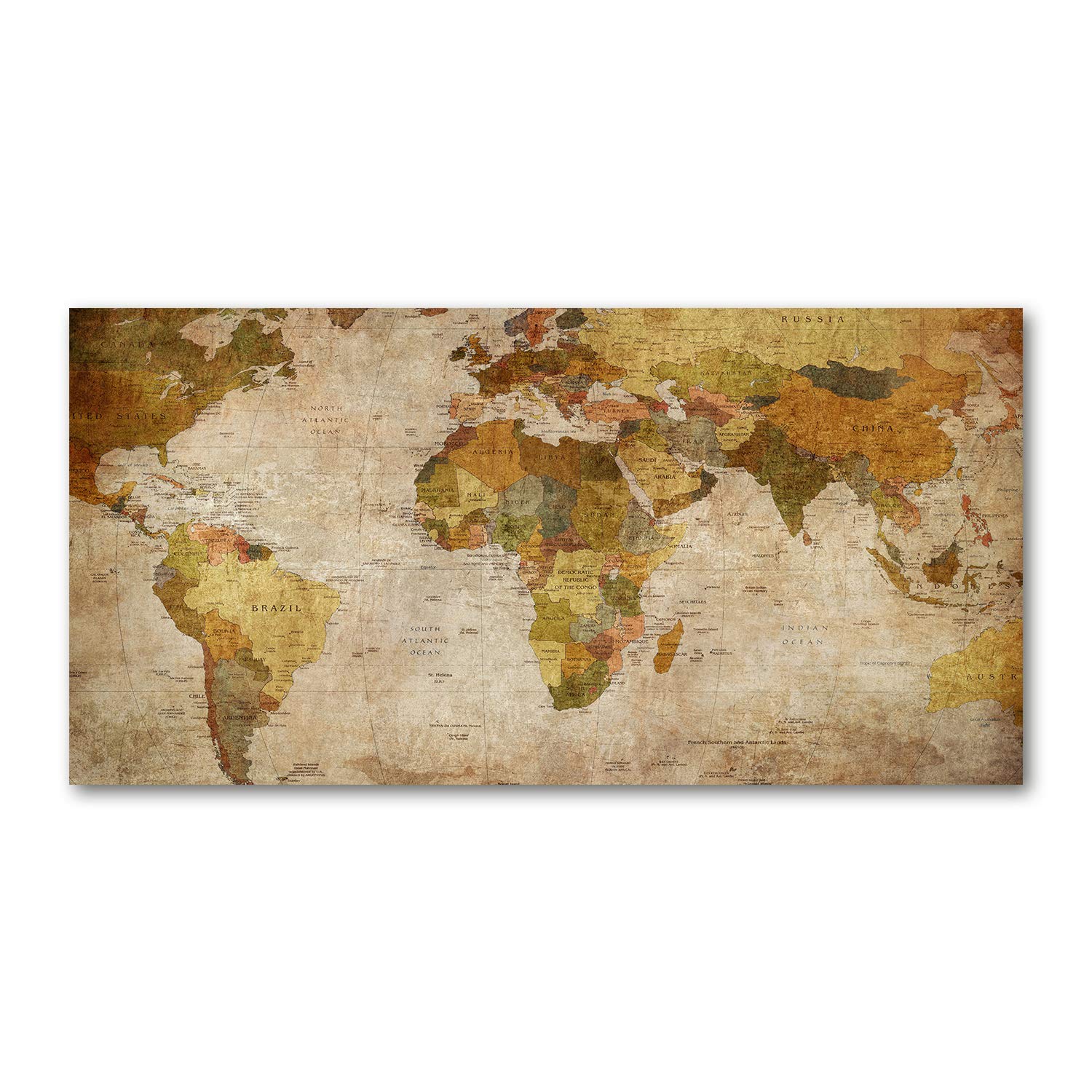 Tableau en verre 120x60 cm de carte politique pour une décoration premium