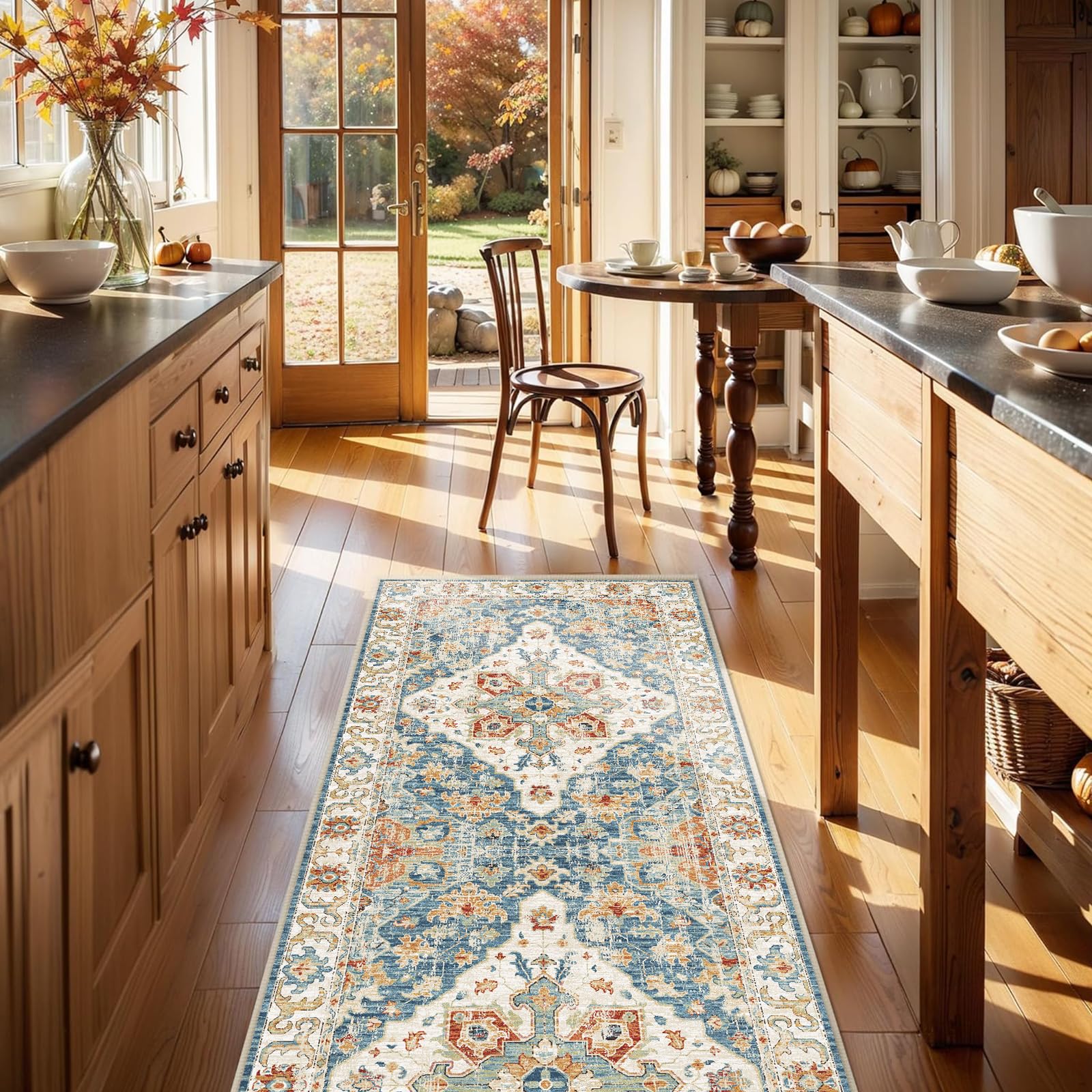 Cycleader 60x180cm Non-Slip Washable Runner Rug for Hallway, Vintage Boho Faux Cashmere Carpet Anti-Fatigue Kitchen Rugs Indoor Soft Long Floor Mat Low Pile Runners with Anti-Slip Backing for Bedroom
