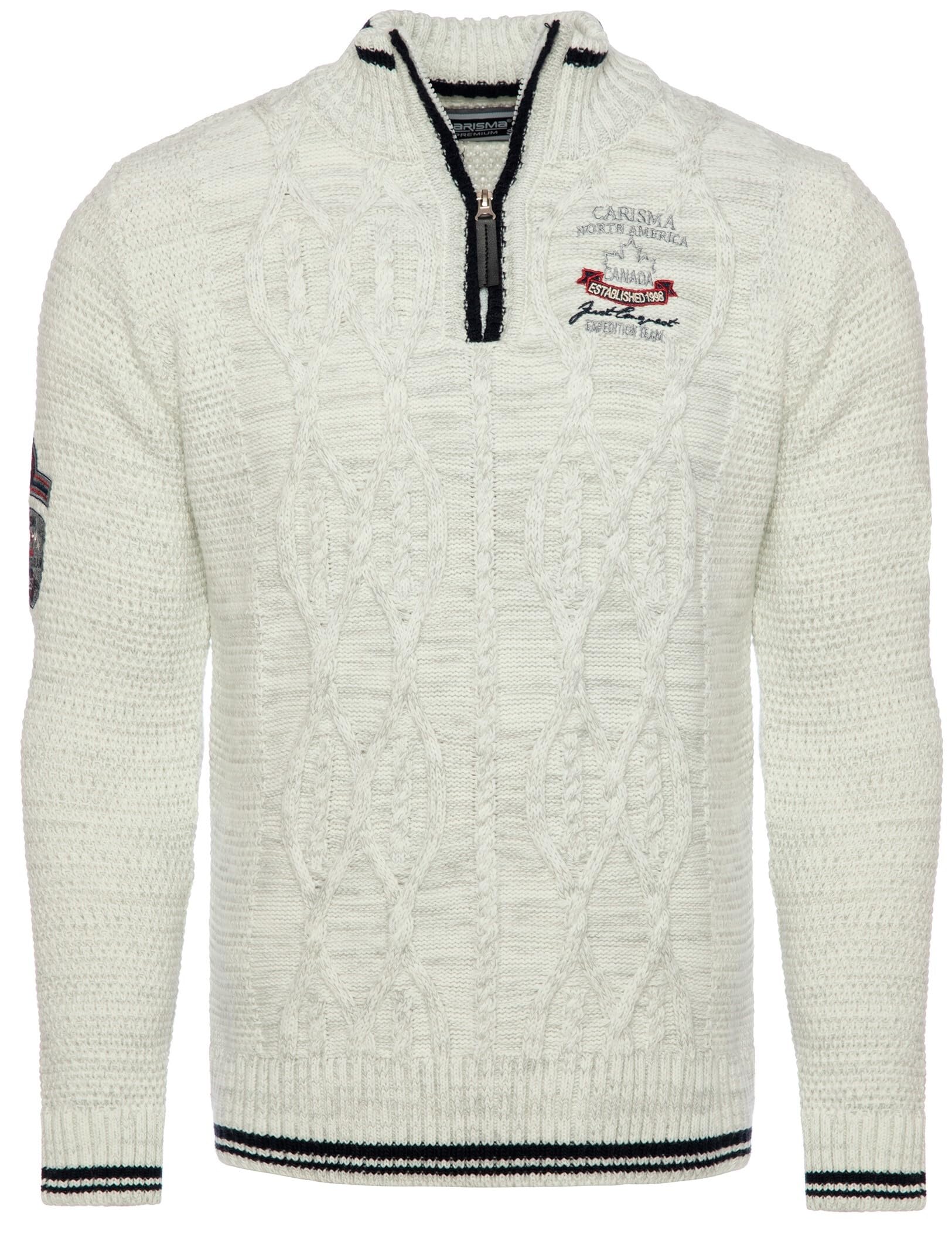 Men's Knitted Jumper with Embroidery Comfortable Regular Fit Jumper for Office and Leisure 7804