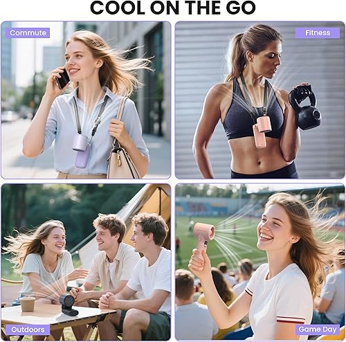 Miniatura 7 de Ventilador de mano portátil  Batería recargable de 5000 mAh, enfriamiento máximo de 19 horas, 5 velocidades, motor de alta potencia de 11000 RPM,