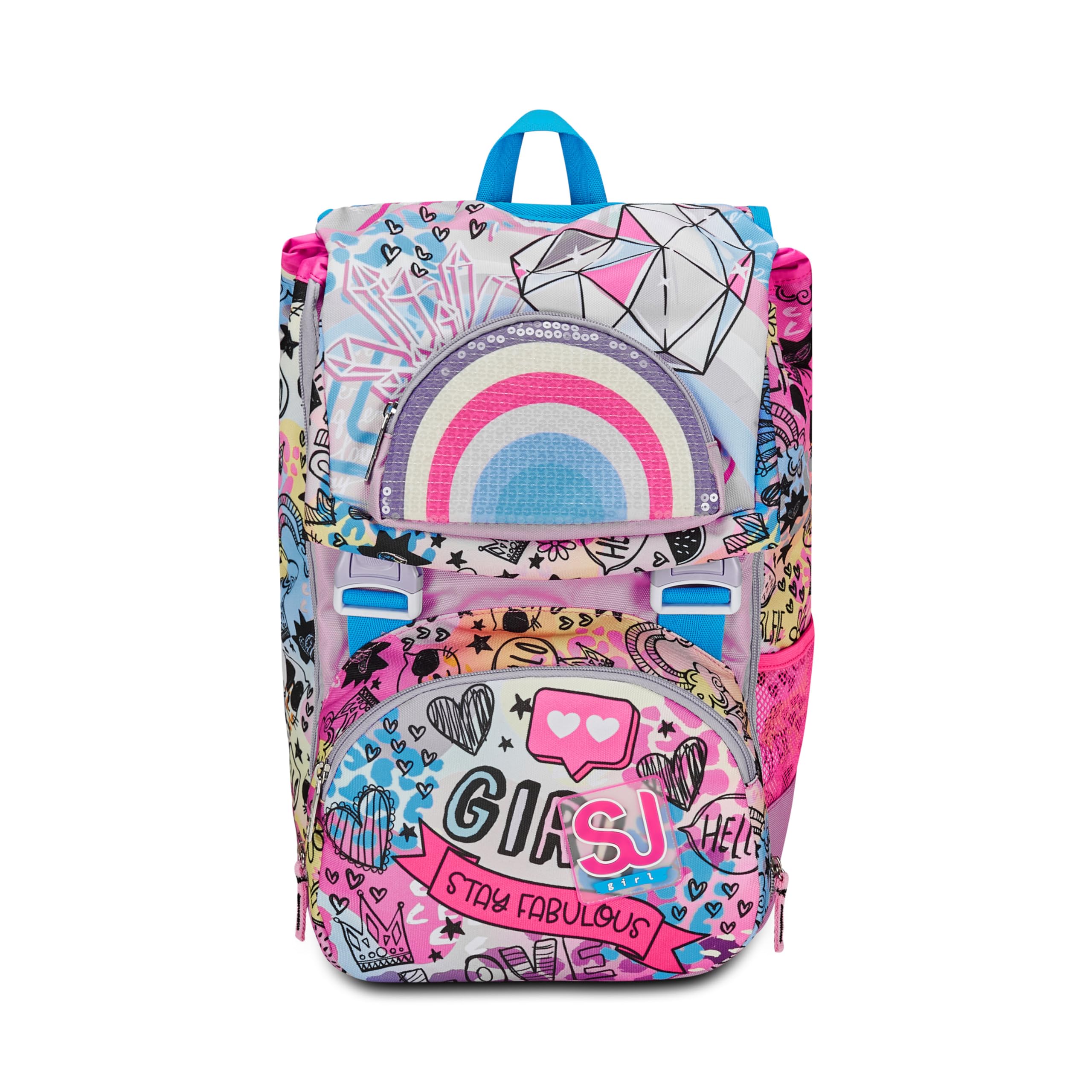 Zaino Scuola SJ Gang Estensibile - Rosa, 22-29L, Doppio Scomparto, Per Bambine Elementari E Medie