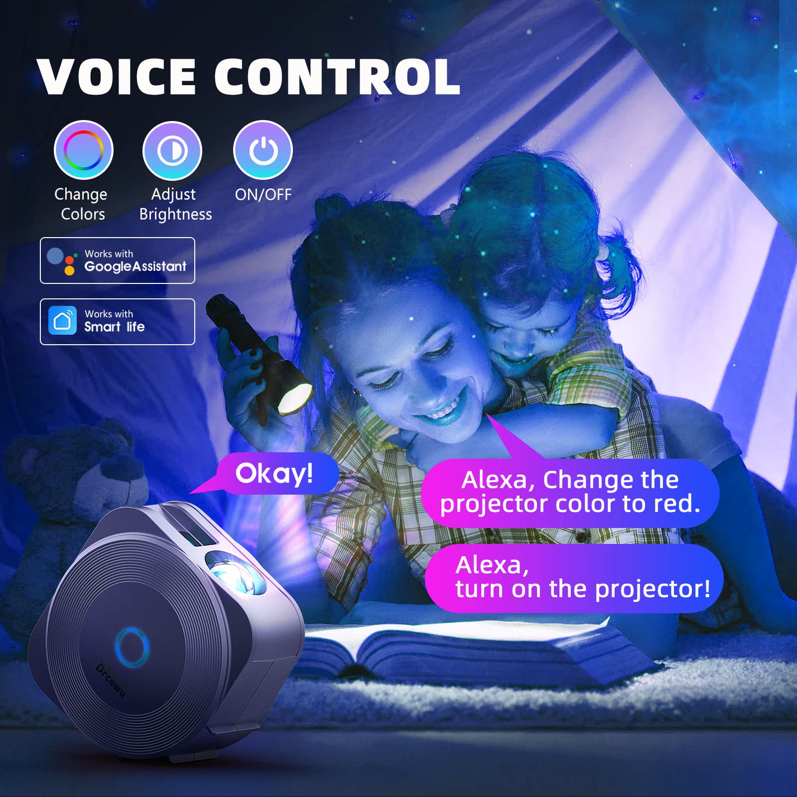 LED Sternenhimmel Projektor, Galaxy Star Projector Kinder Erwachs mit App/RG Dimming/Timer/WiFi Stimmenkontrolle, Lampe Projektor für Dekoration Party Schlafzimmer Heimkino, [Energieklasse G]