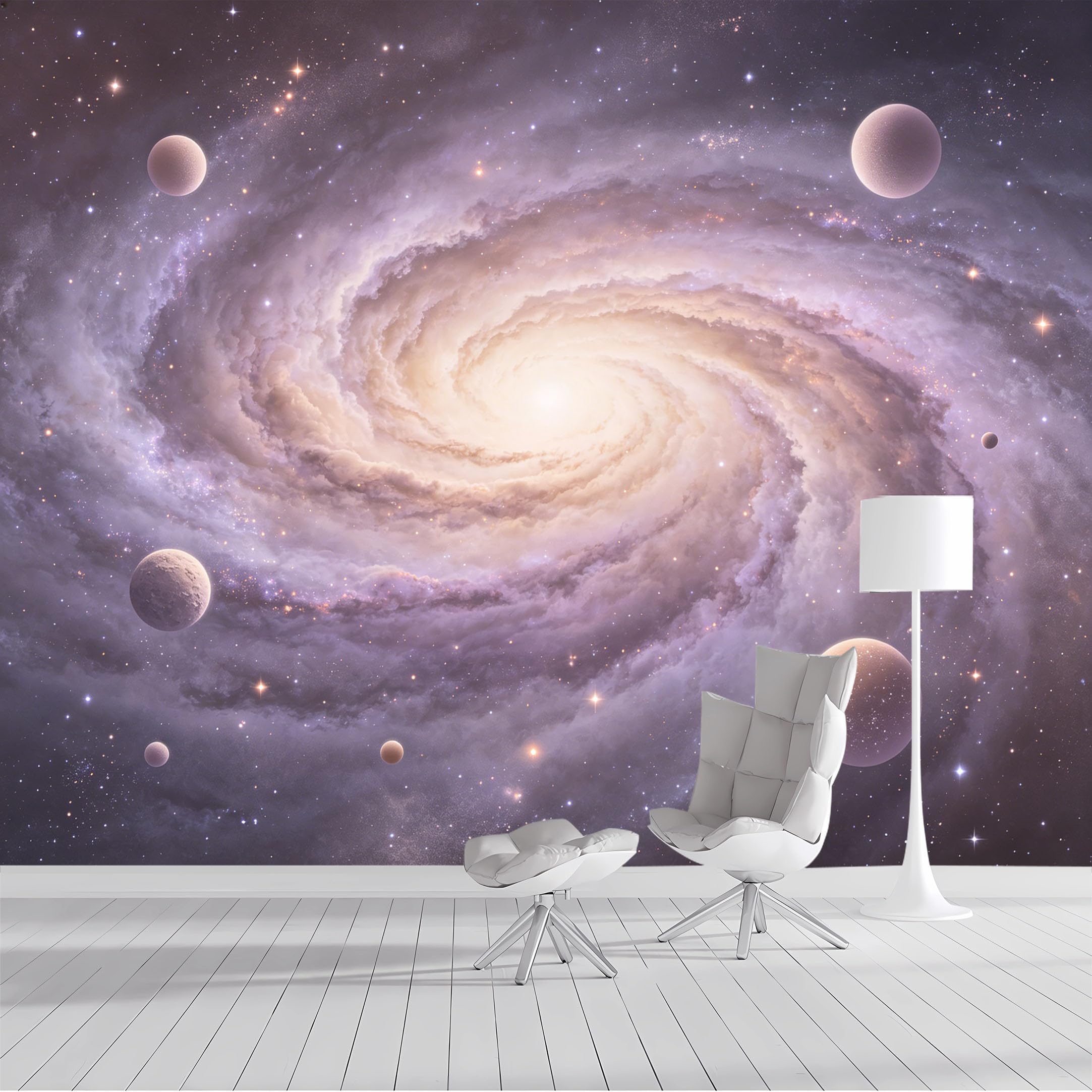 Custom Size Wall Mural Cosmic Galaxy Nebula Planets Starry Sky Watercolor SelfAdhesive Wall Fabric Removable Peel and Stick Wallpaper Wall Decor for Living Room Bedroom Bathroom