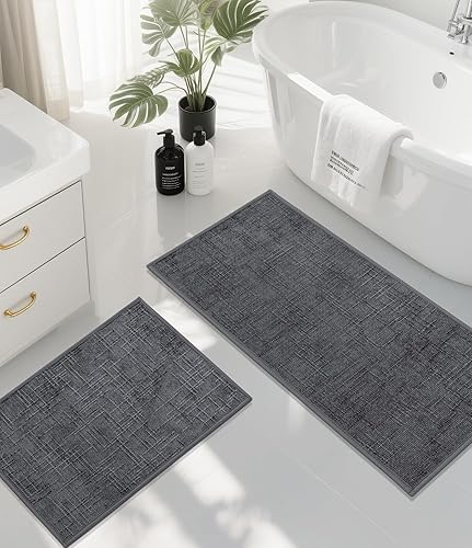 Miniatura 16 de YIHOUSE Tapete de baño antideslizante, absorbente, de secado rápido, para el suelo del baño, delgado, para debajo de la puerta, lavable de pelo bajo
