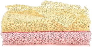 2 Pieces African Net Sponge Exfoliating Net African Body Scrubber Bath Rag Washcloth Towel Shower Body Back Scrubber Skin Smoother for Daily Use or Stocking Stuffer (Peach Pink, Creamy)