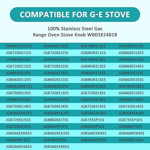 Miniatura 5 de MIFLUS WB03X24818 - Pomo de estufa de gas de acero inoxidable compatible con pomos de cocina G-E, 5 paquetes