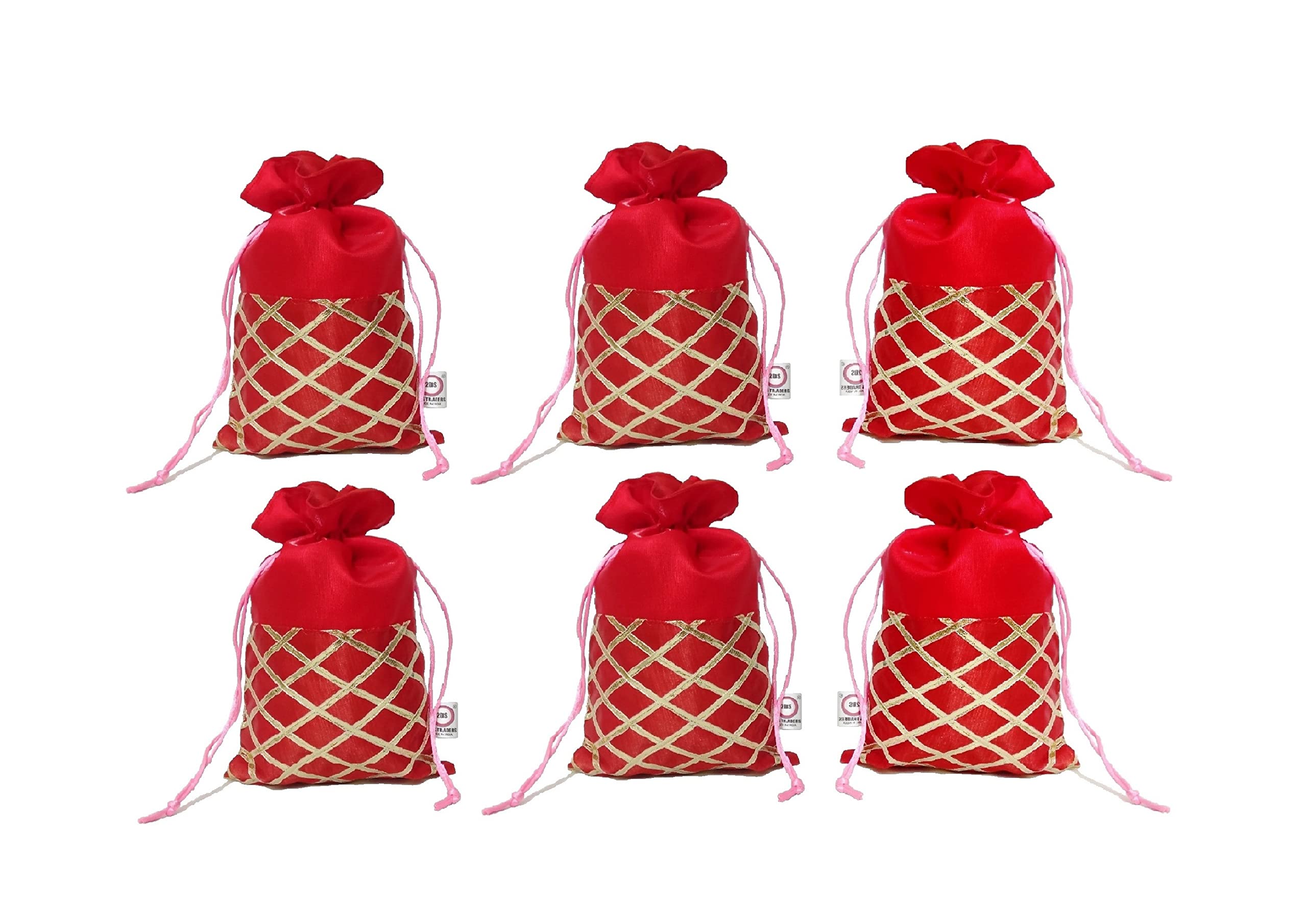 2DS Womens Gota Work Silk Potli Bags For Gifting purpose (Red) - Set of 6 (B09K4CXL7Q) Amazon Price History, Amazon Price Tracker