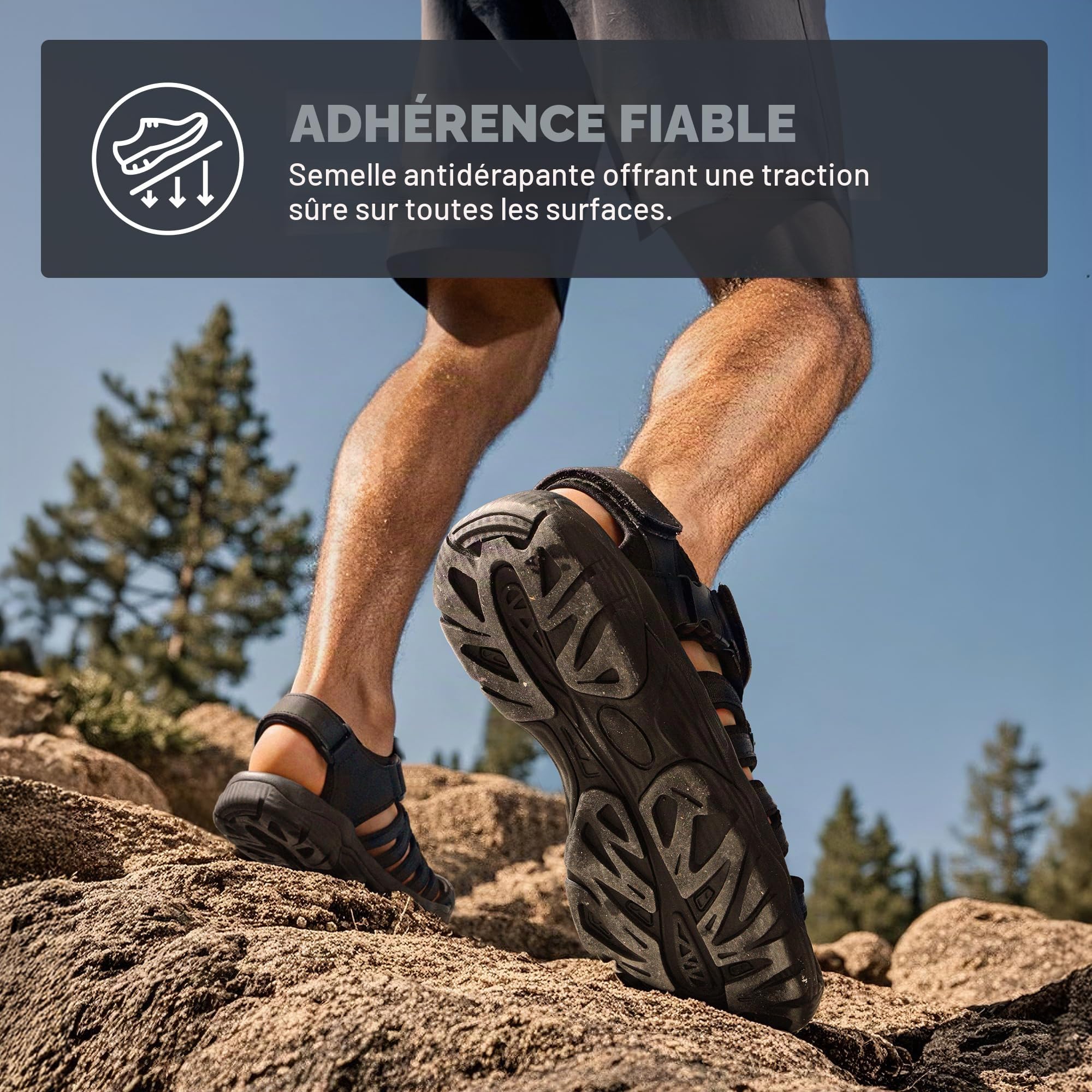 NORTIV 8 Sandale de Sport pour Hommes Respirante et Légère Sandales Athlétiques d'été Antidérapante et Confortable SNAS222M