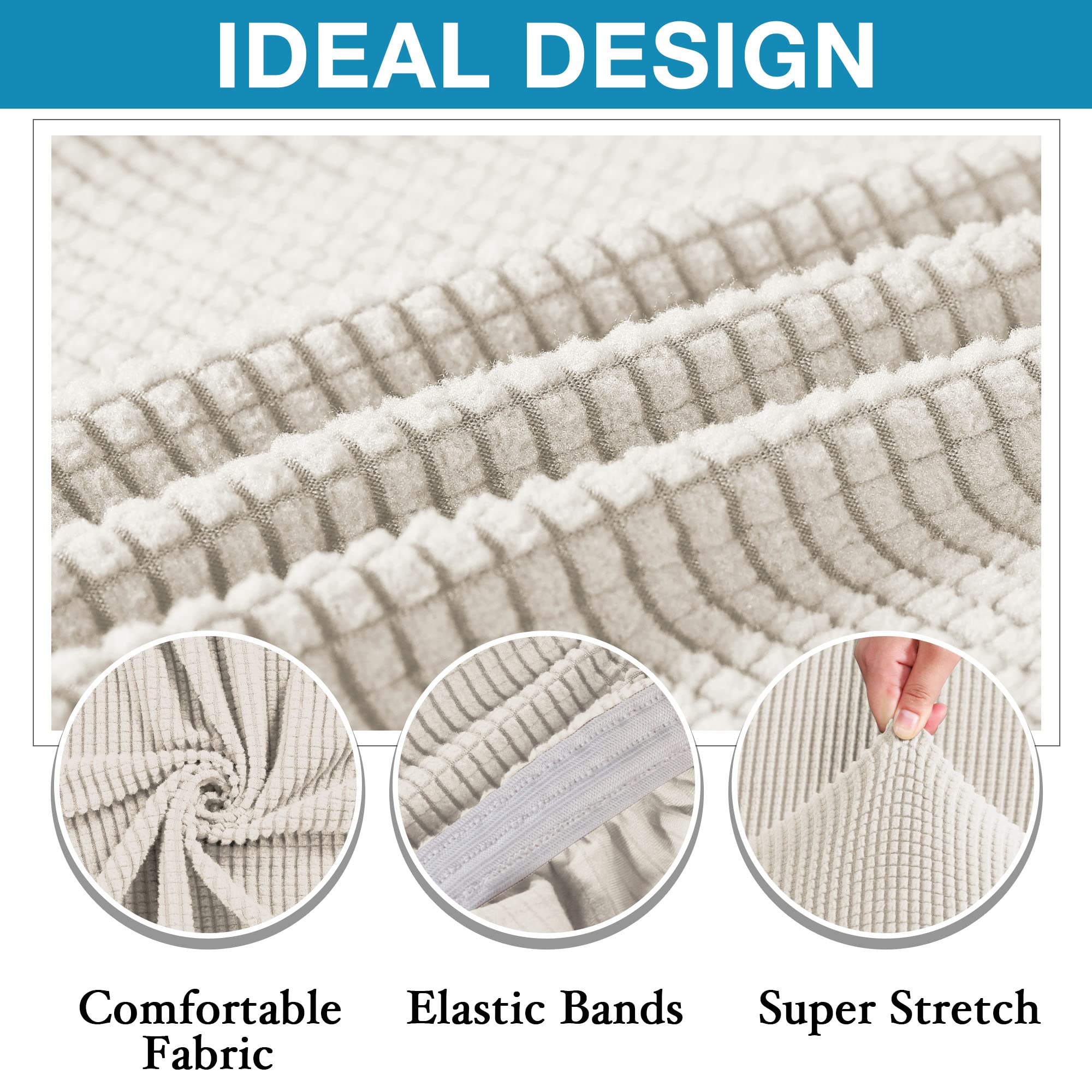 Stretch Fabric Rectangle Folding Storage Stool Ottoman Cover Footrest Sofa Slipcovers Footstool Protector Slipcovers (X-Large, Ivory)