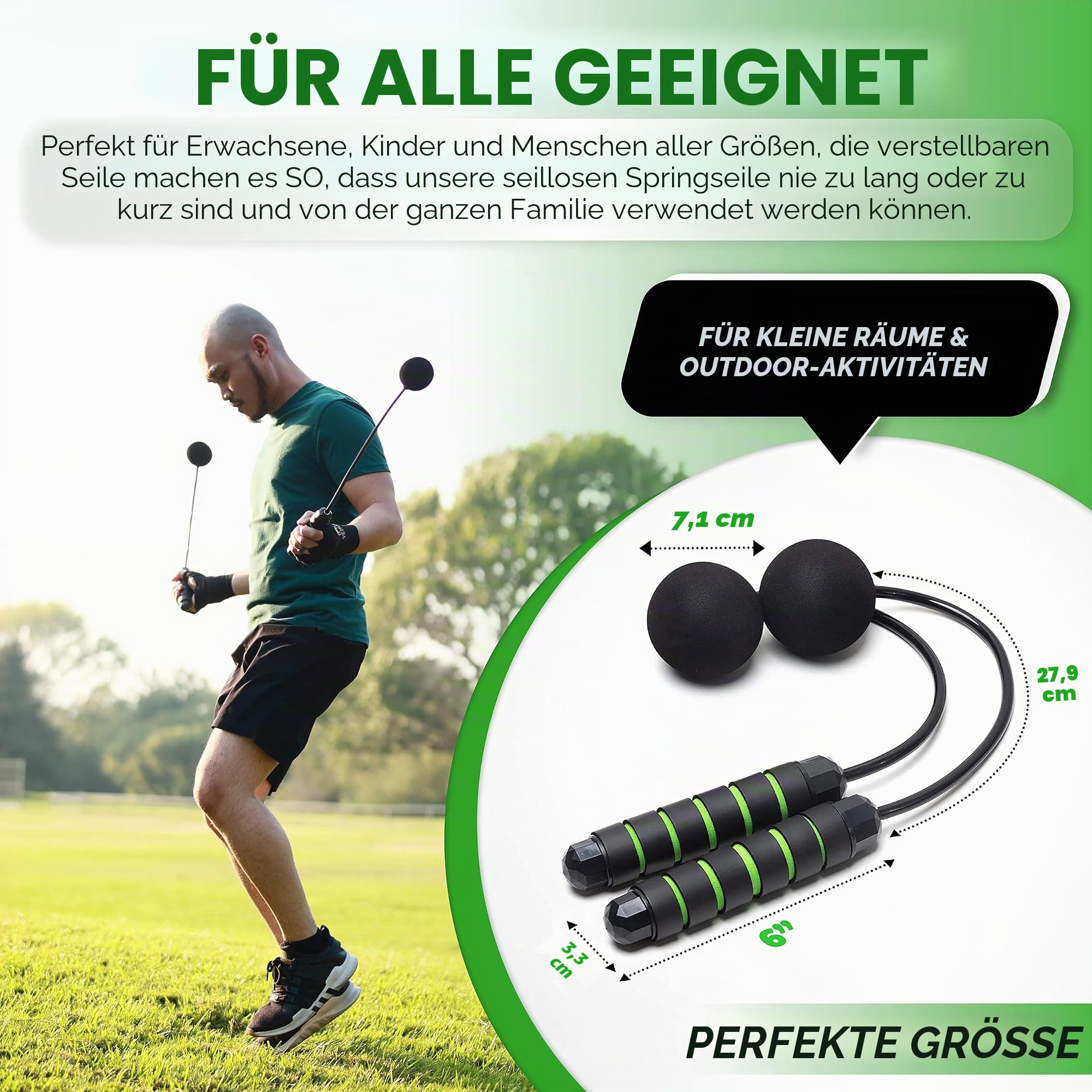 Gewichtetes schnurloses Springseil, verstellbare Länge, Seilloses Springseil für den Strand, eliminiert Papa Bod mit Indoor-Jumprope, ideal für die Verbesserung der Fitness in kleinen Räumen