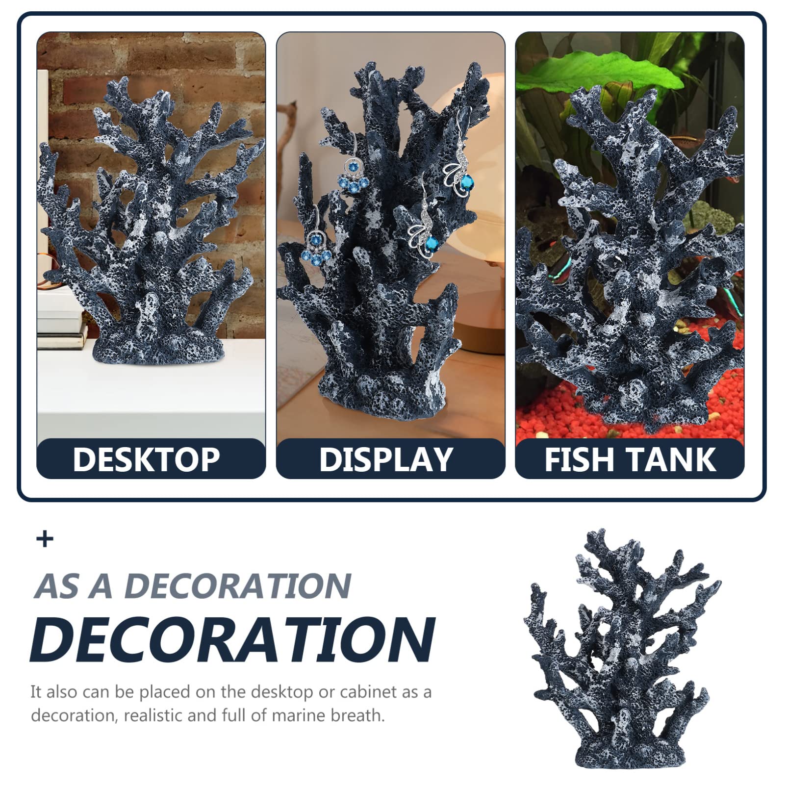 Veemoon Corail Artificiel Décoration Bleue en Résine pour Aquarium Ornement | Décoration D’aquarium, Résine, pour Bac à Poissons, Paysage de Bureau, Finition Bleue