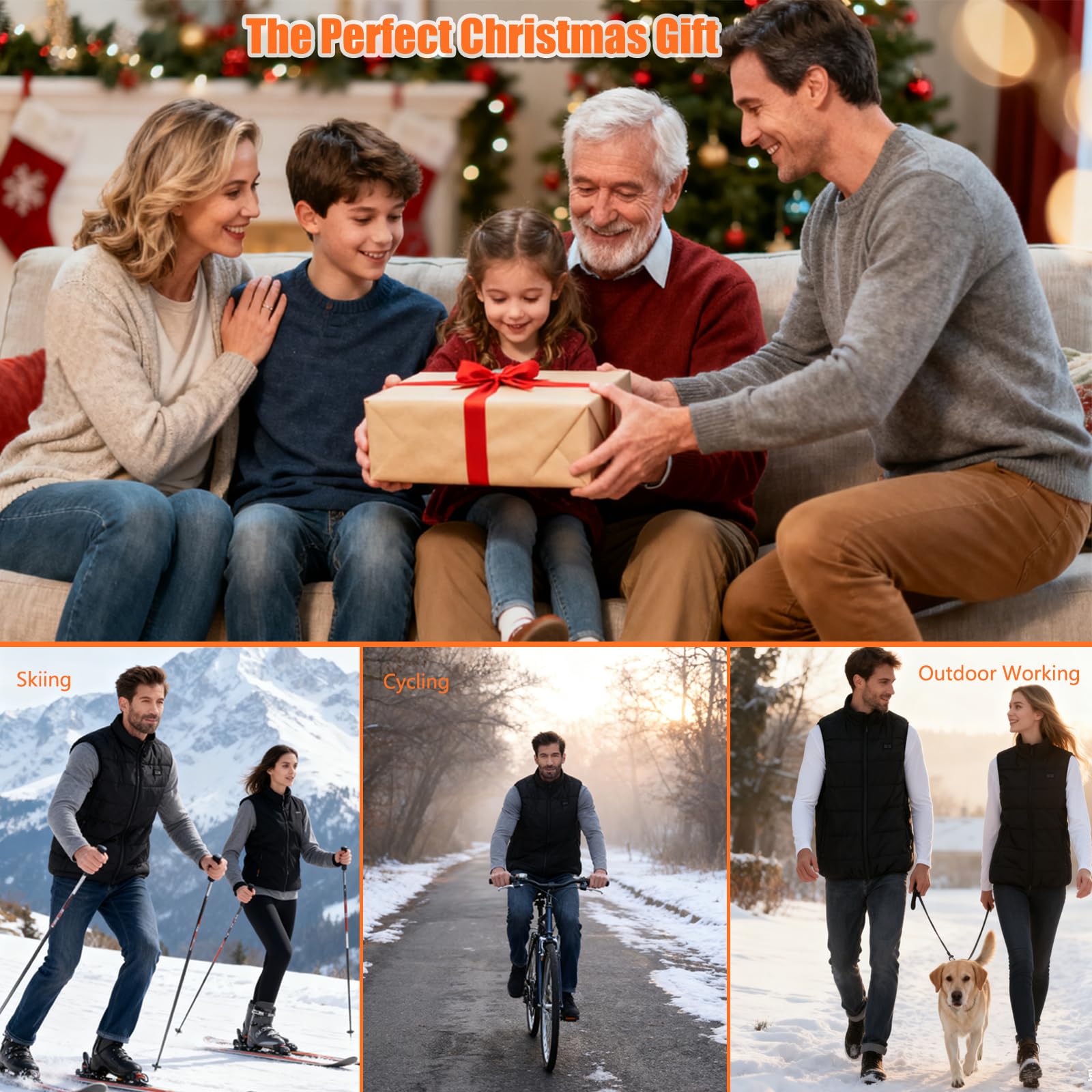 Ahigh Chaleco térmico para hombres y mujeres con batería incluida, chaqueta térmica recargable por USB, chaqueta térmica de invierno