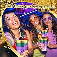 Vista 2 de 200 vasos de plástico con doble borde a granel, vasos de plástico duro y transparente desechables, vasos elegantes para bodas, copas de vino