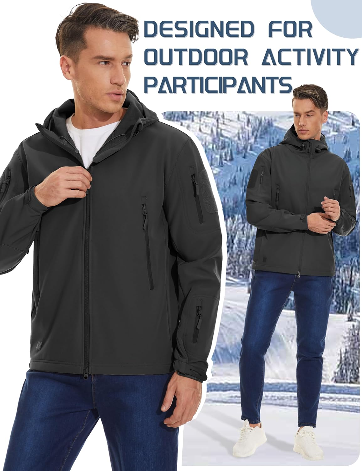 TACVASEN Military Waterproof Men's Softshell Jacket Fleece Lining Camouflage Outdoor Coat 7 81o51wvhUBL. AC SL1500